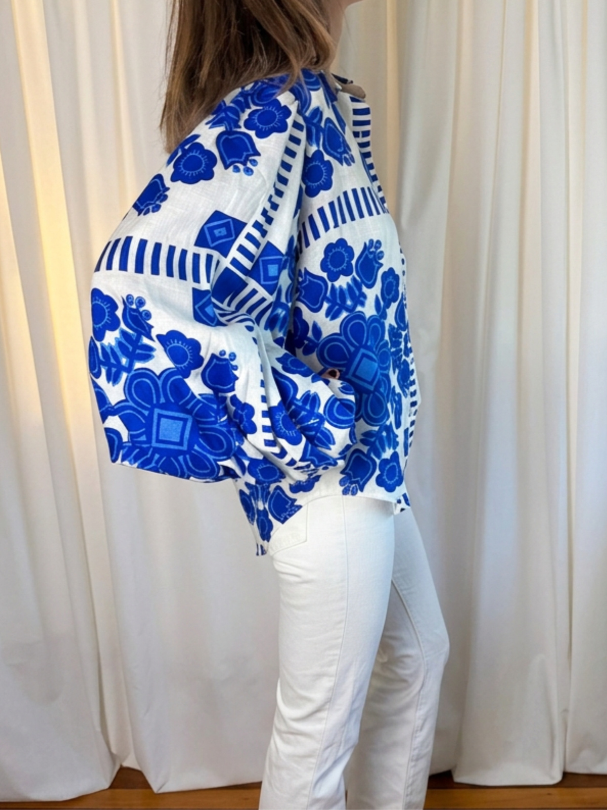 Aston Studio Rafferty Blouse Mediterranean/Foam – Size 12