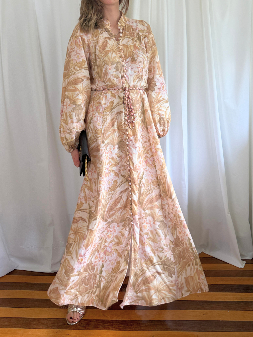Zimmermann Andie Billow Maxi Dress in Sepia Floral - Size 2