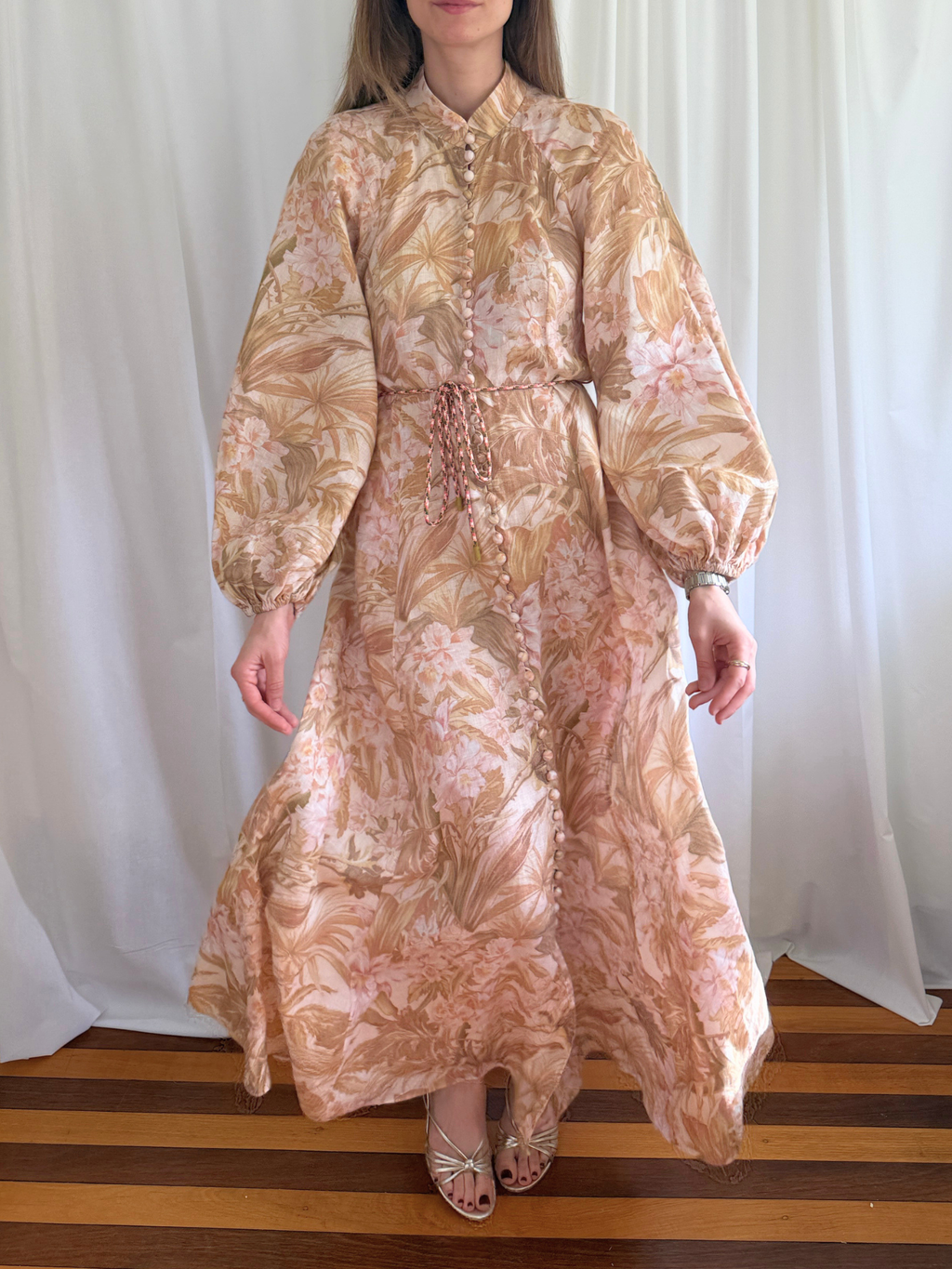 Zimmermann Andie Billow Maxi Dress in Sepia Floral - Size 2