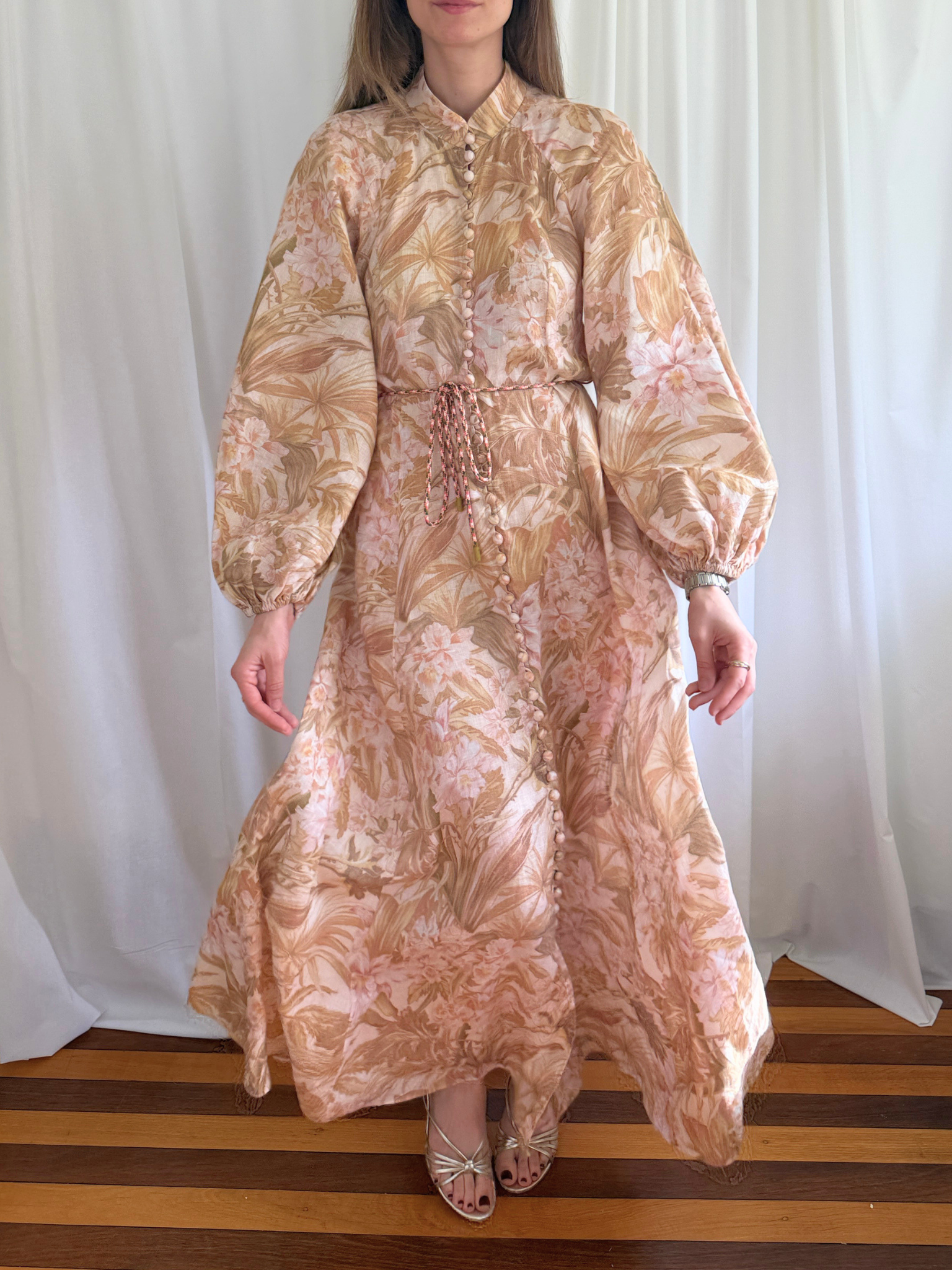 Zimmermann Andie Billow Maxi Dress in Sepia Floral - Size 2