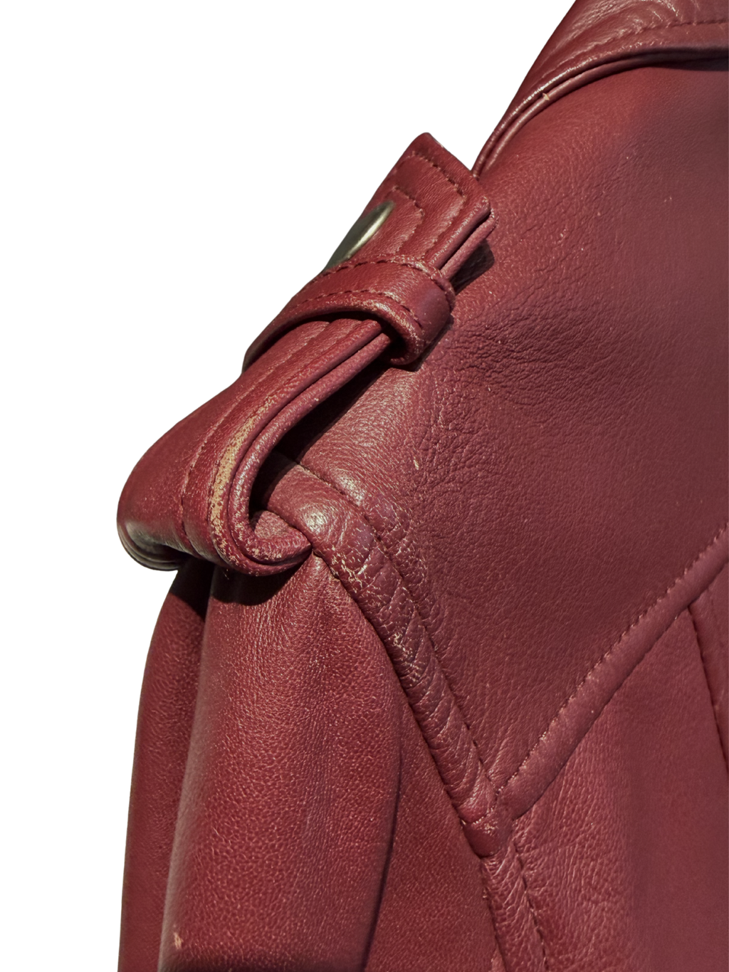 Maje Basalt Lamb Leather Biker Jacket Bordeaux - FR 36, AU 8