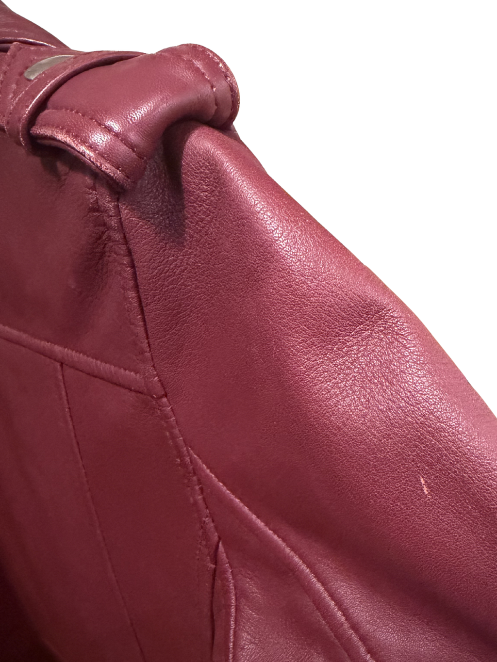 Maje Basalt Lamb Leather Biker Jacket Bordeaux - FR 36, AU 8