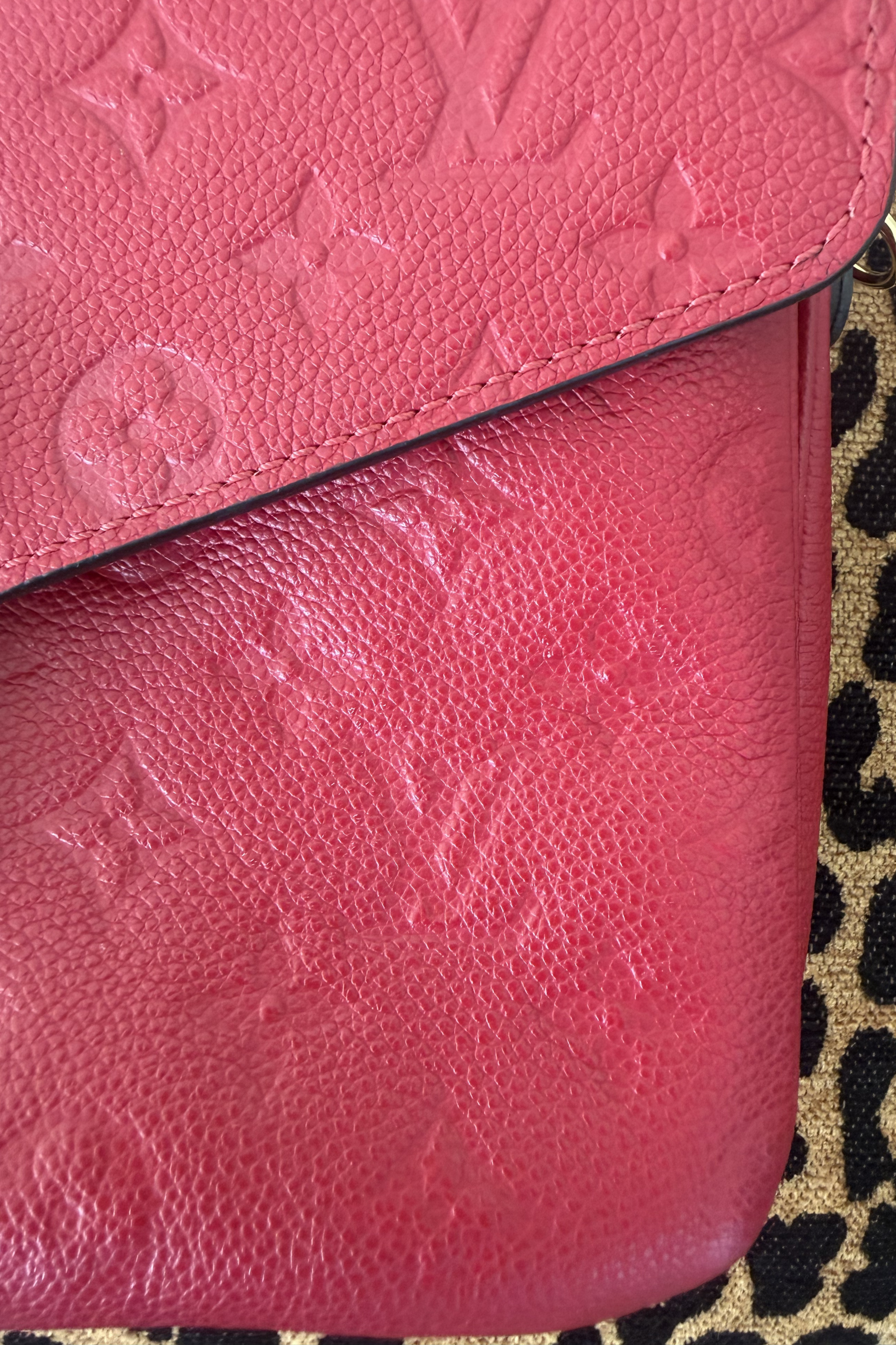 Louis Vuitton Pochette Métis Monogram Empreinte Leather Bag – Cerise