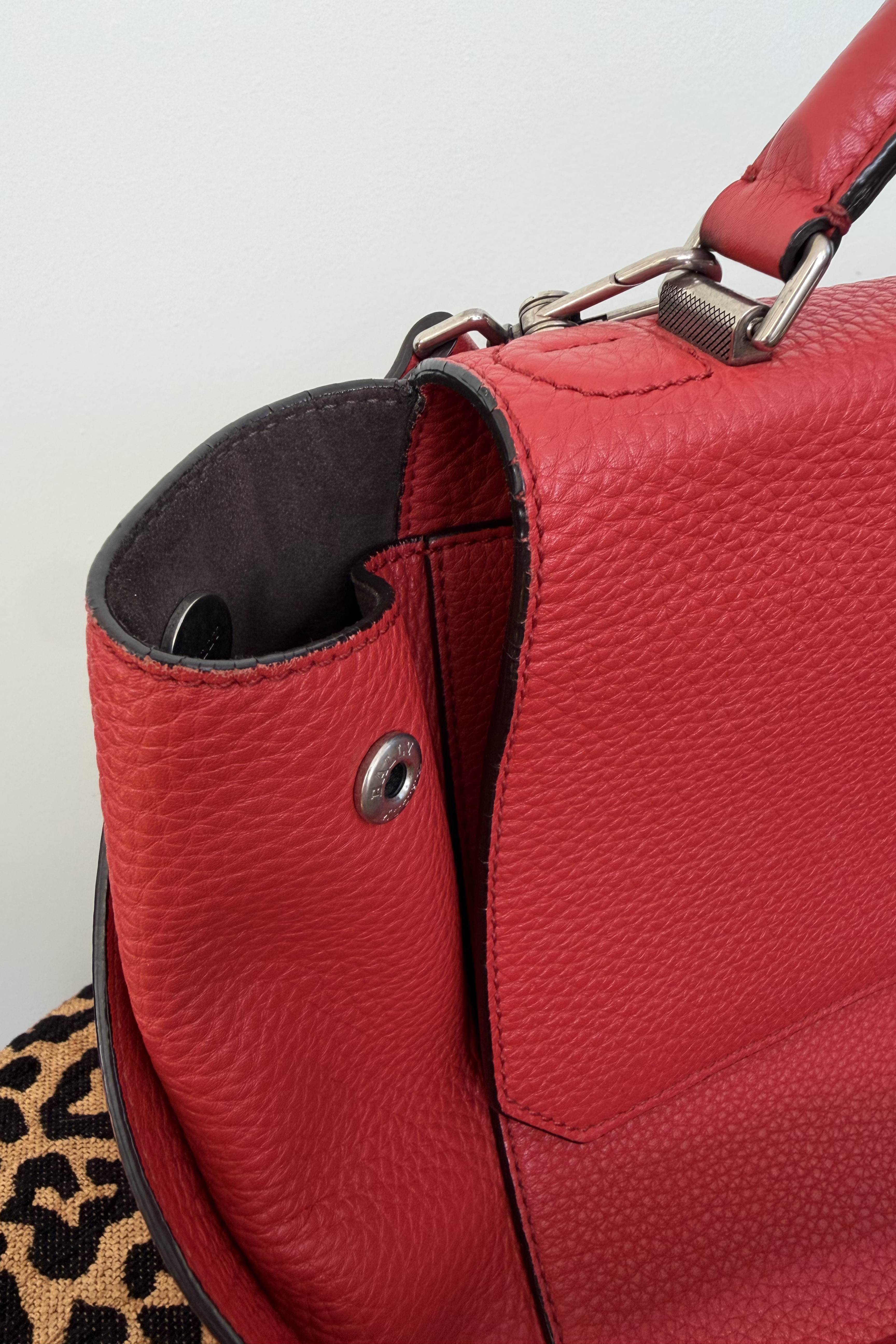 Bally B Turn Medium Top Handle Bag in Cousteau Red