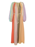 Zimmermann Multicolour Paneled Linen Belted Lola Midi Dress