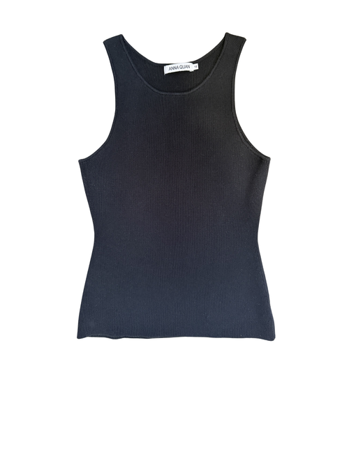ANNA QUAN Ribbed Knit Tank - Black - Size 12