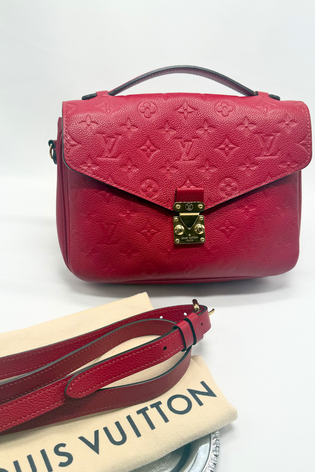 Louis Vuitton Pochette Métis Monogram Empreinte Leather Bag – Cerise