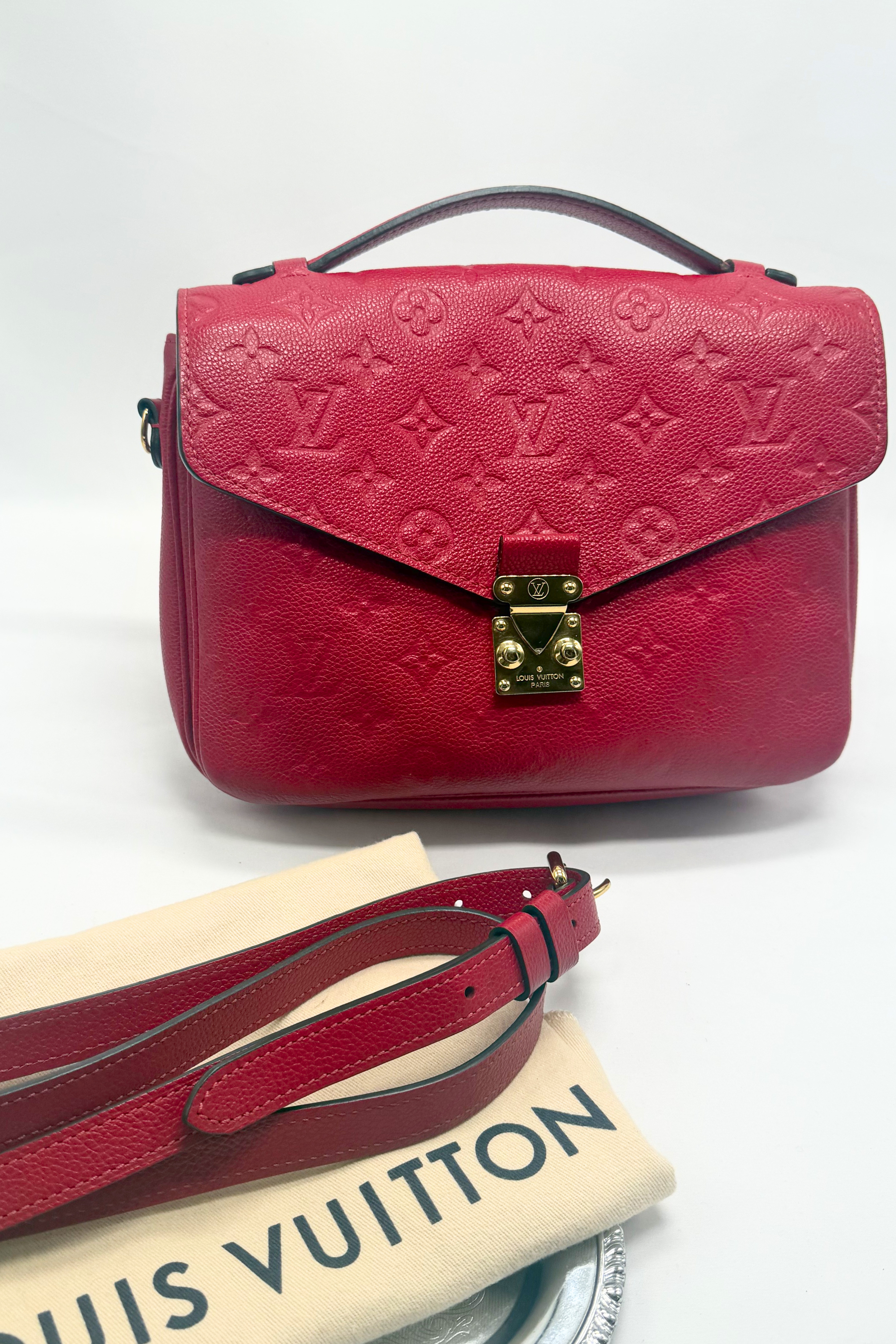 Louis Vuitton Pochette Métis Monogram Empreinte Leather Bag – Cerise