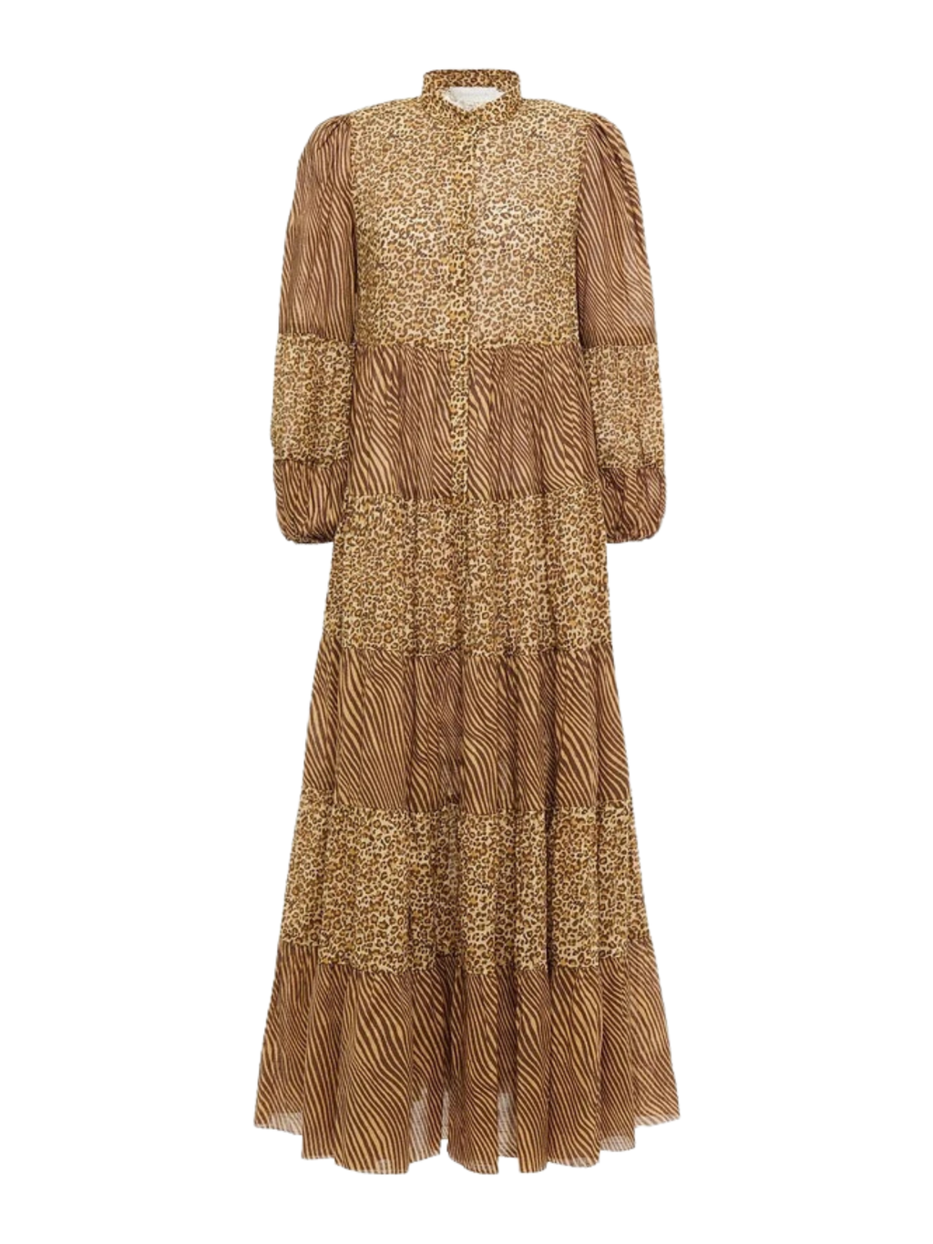 Zimmermann Empire Tiered Animal Print Maxi Dress - Size 2