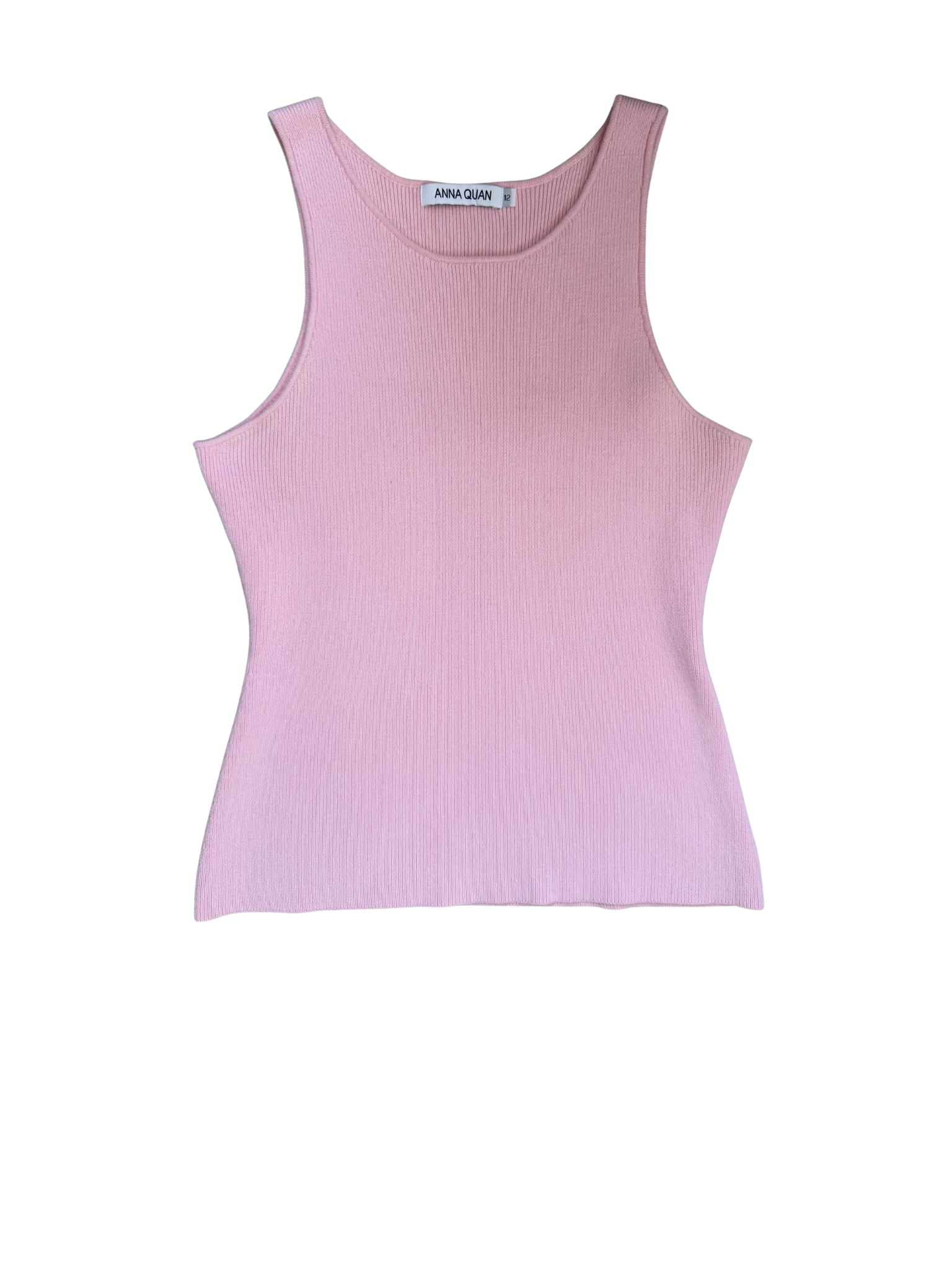 ANNA QUAN Ribbed Knit Tank - Pink - Size 12