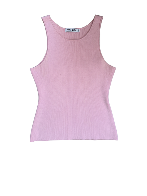 ANNA QUAN Ribbed Knit Tank - Pink - Size 12