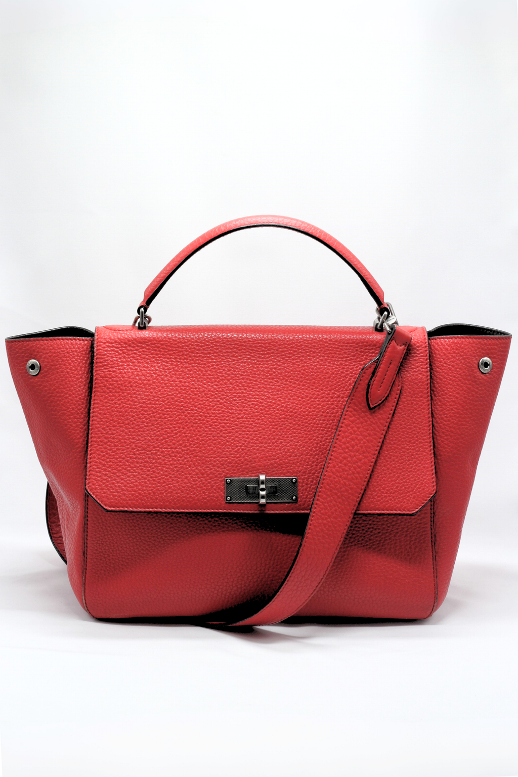 Bally B Turn Medium Top Handle Bag in Cousteau Red