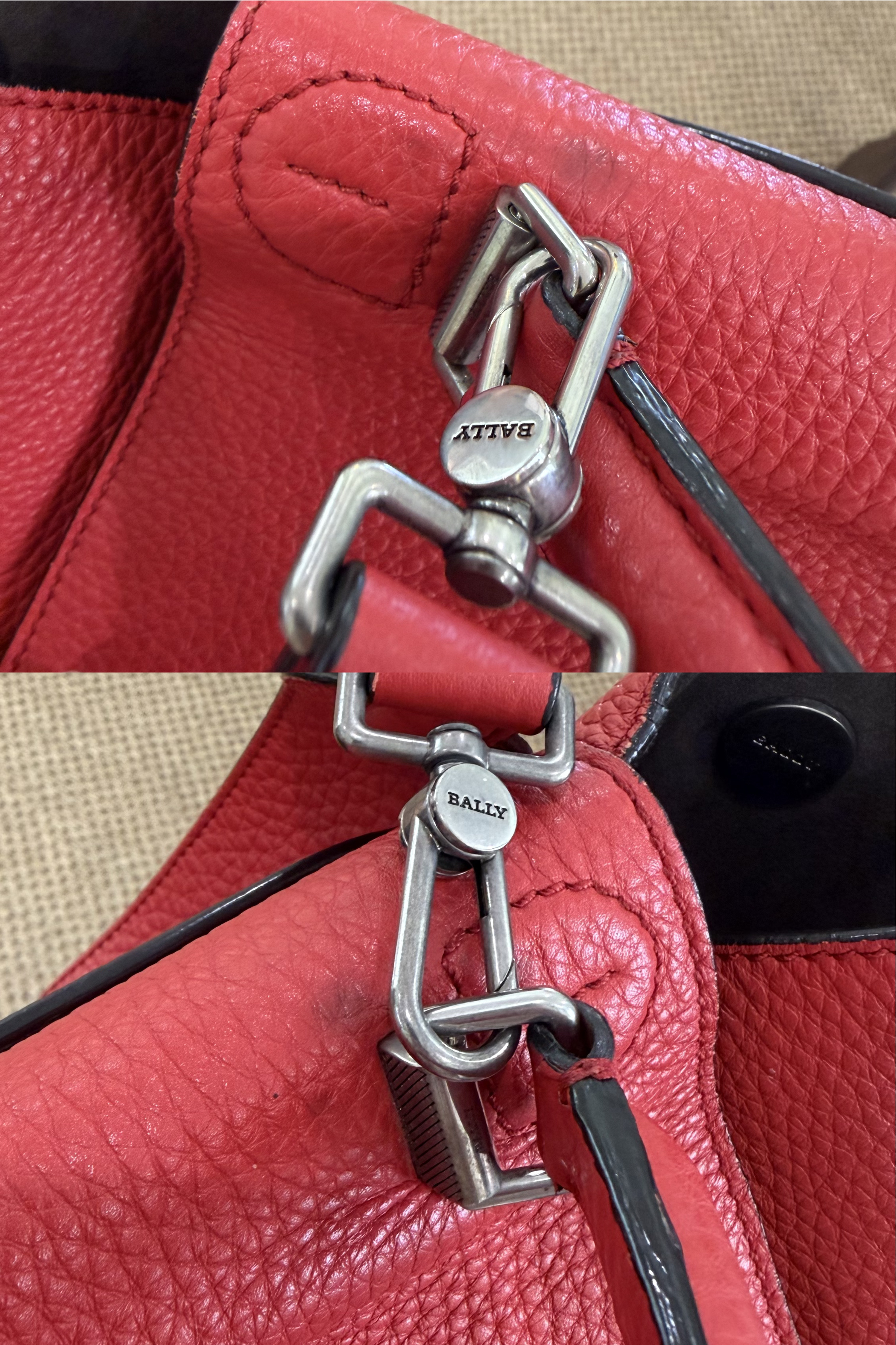 Bally B Turn Medium Top Handle Bag in Cousteau Red