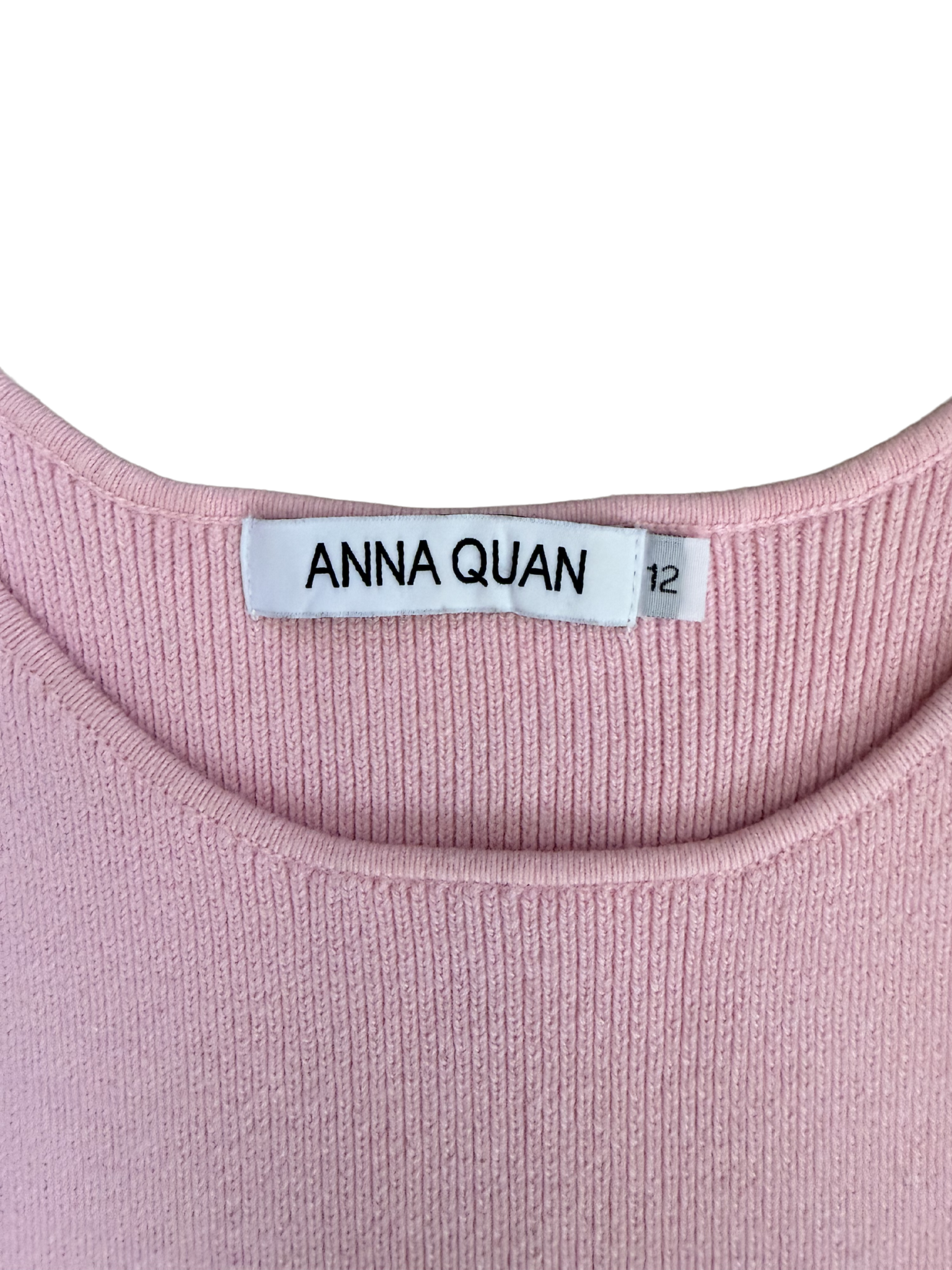 ANNA QUAN Ribbed Knit Tank - Pink - Size 12