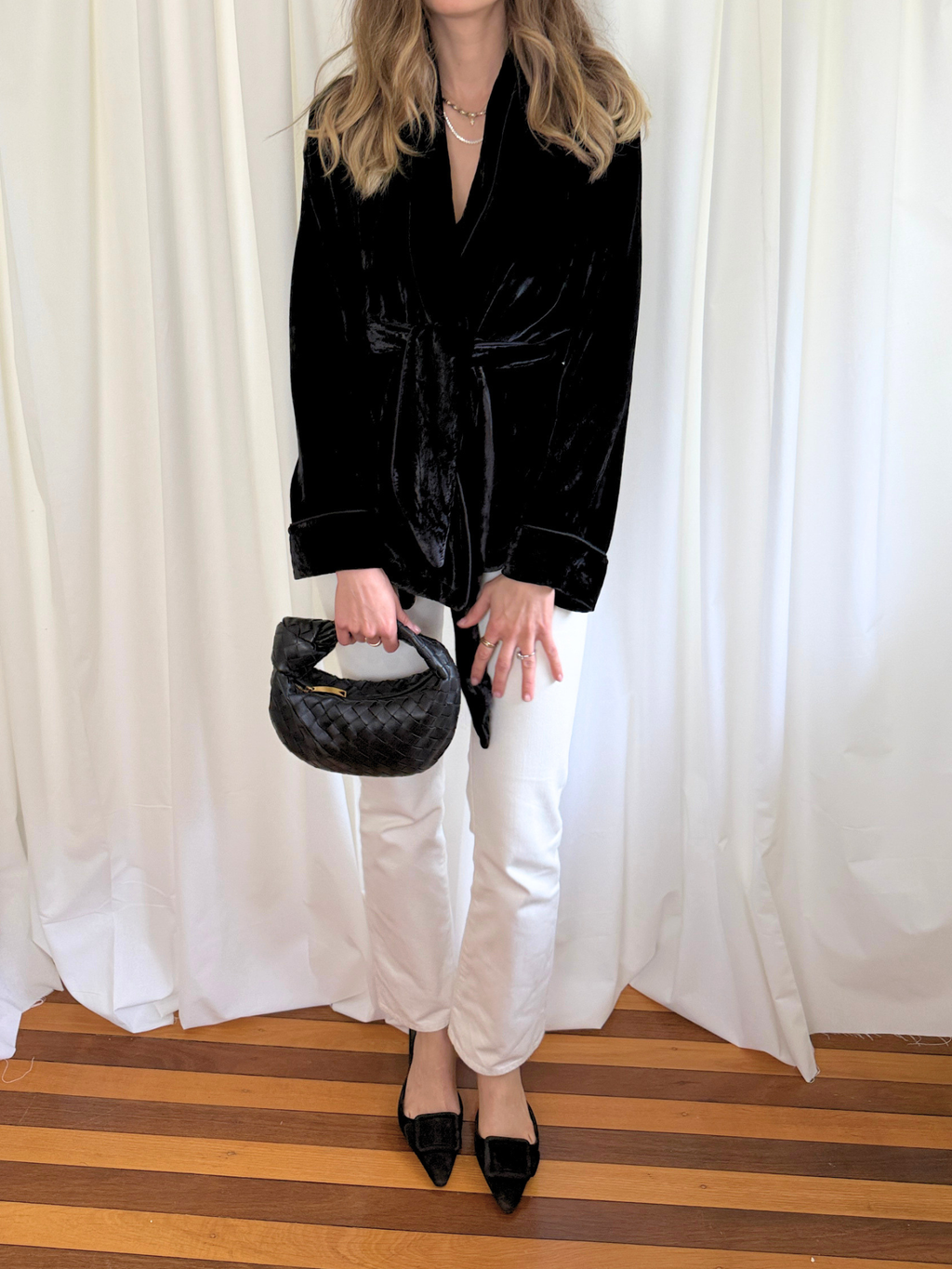 Equipment Femme Black Silk Blend Velvet Wrap Jacket - Size Medium