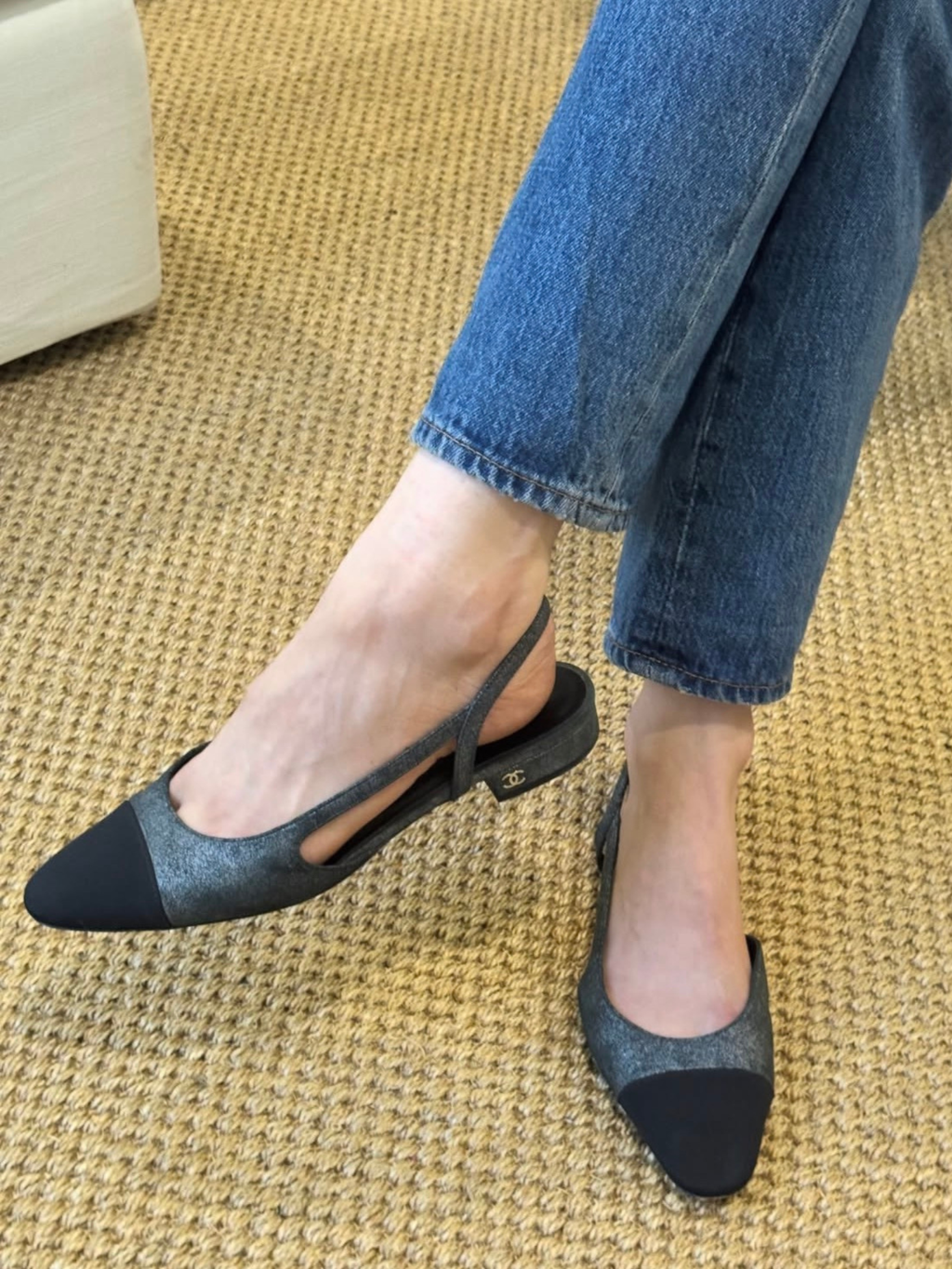 Chanel Sling Back Flat Metallic - Size 39