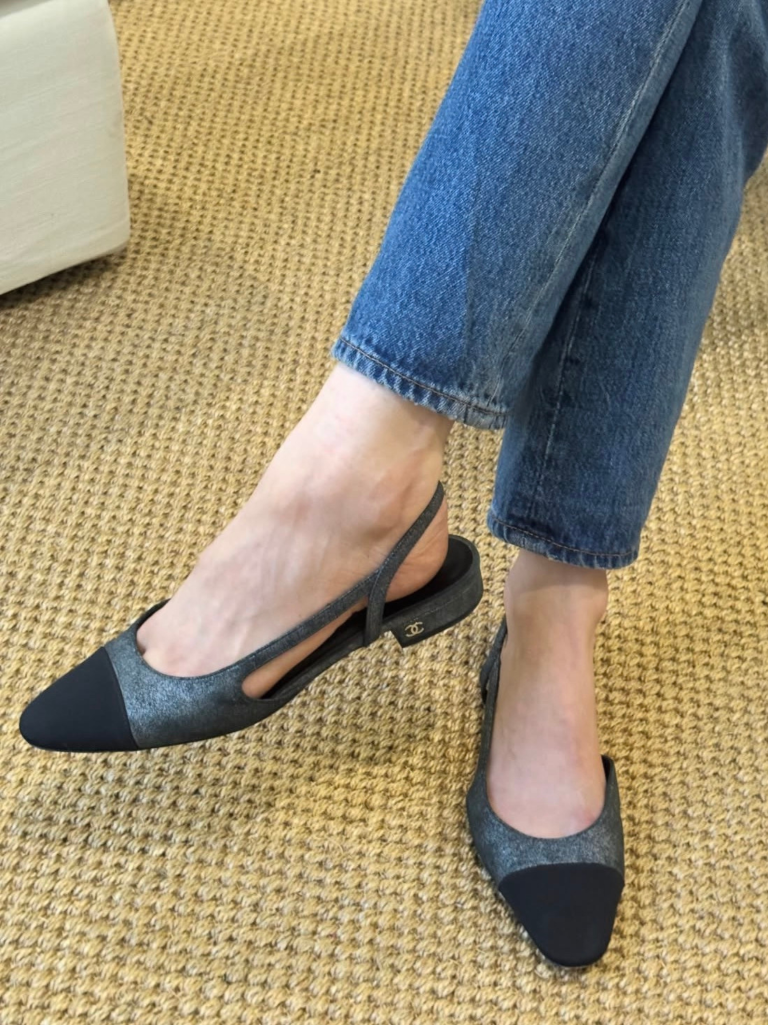Chanel Sling Back Flat Metallic - Size 39