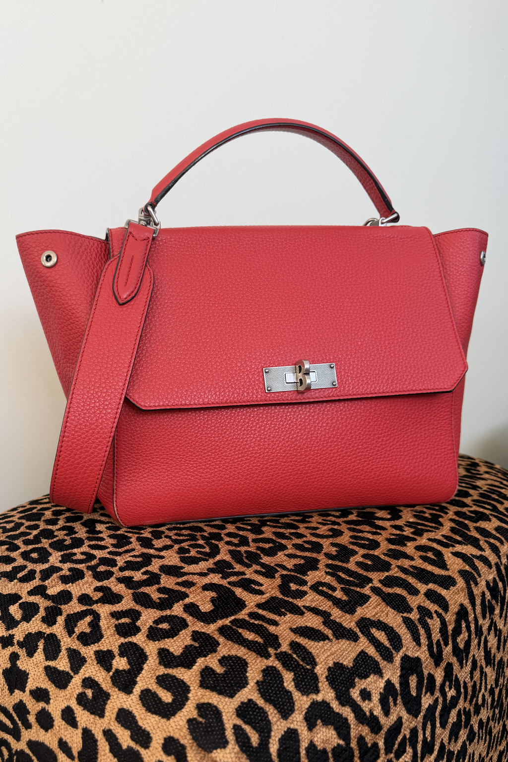 Bally B Turn Medium Top Handle Bag in Cousteau Red