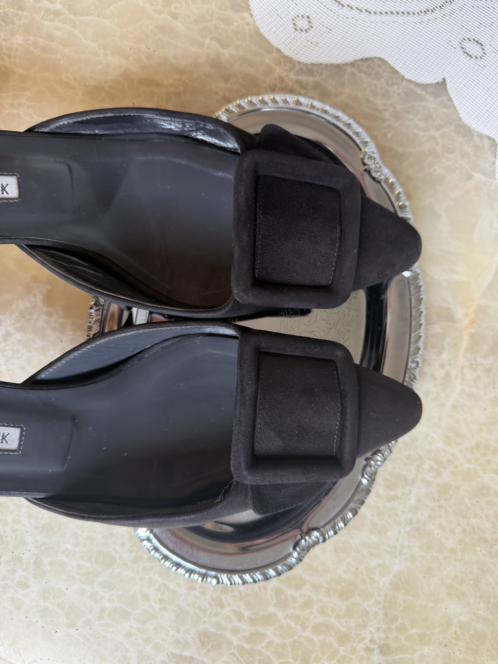 Manolo Blahnik Maysale Buckle Heel 50mm in Black - Size 40