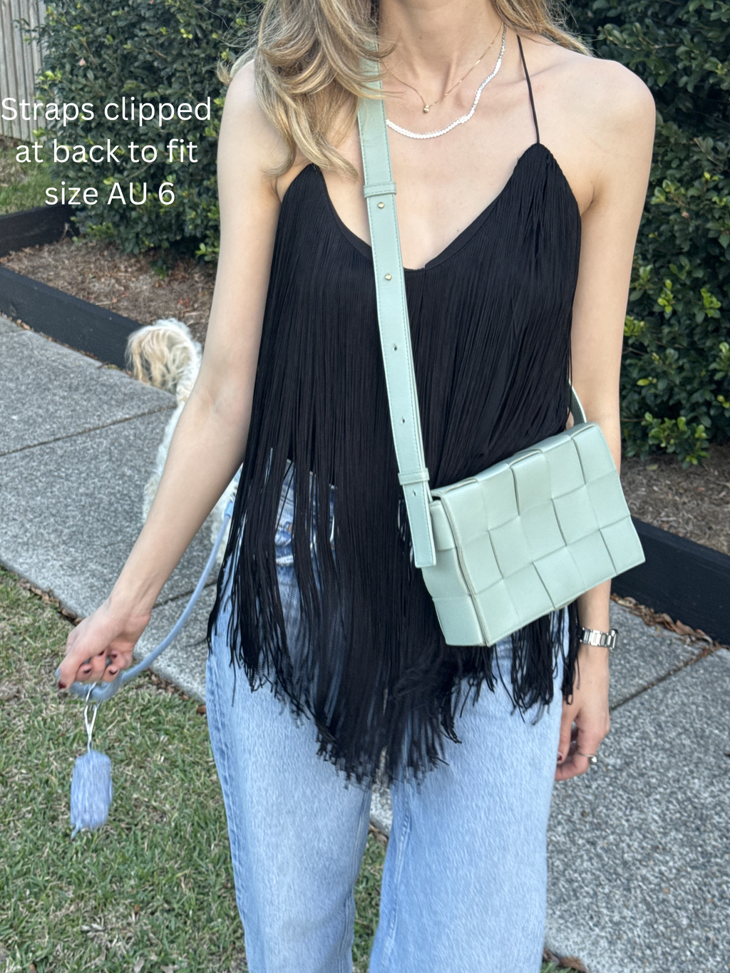 Carla Zampatti Fringe Black Top - Size AU10