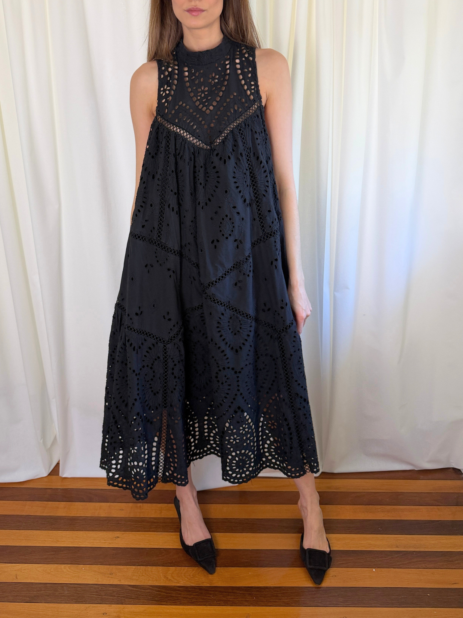 Zimmermann Harlequin Broderie Anglaise Cotton Midi Dress - Size 3