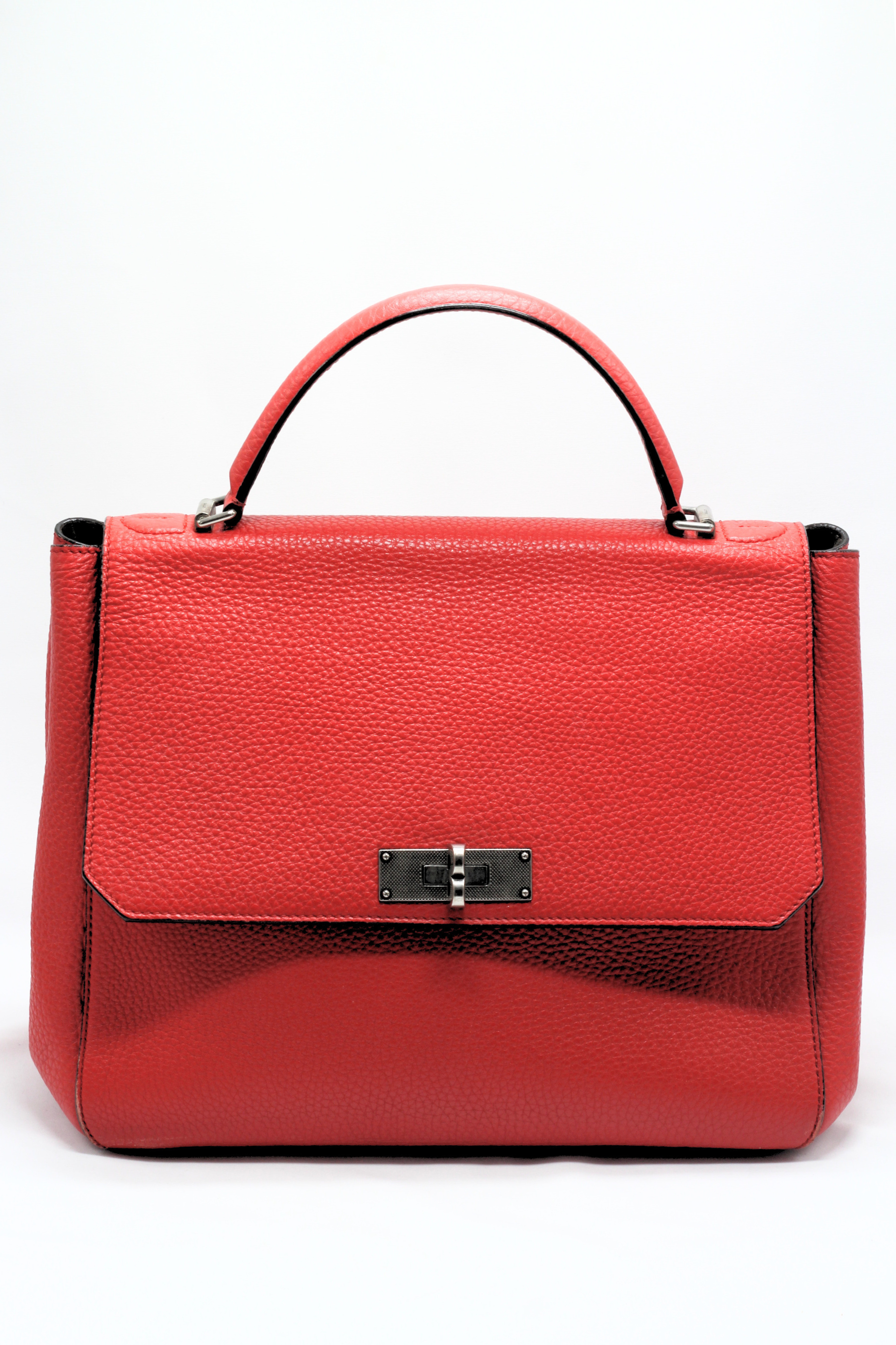 Bally B Turn Medium Top Handle Bag in Cousteau Red