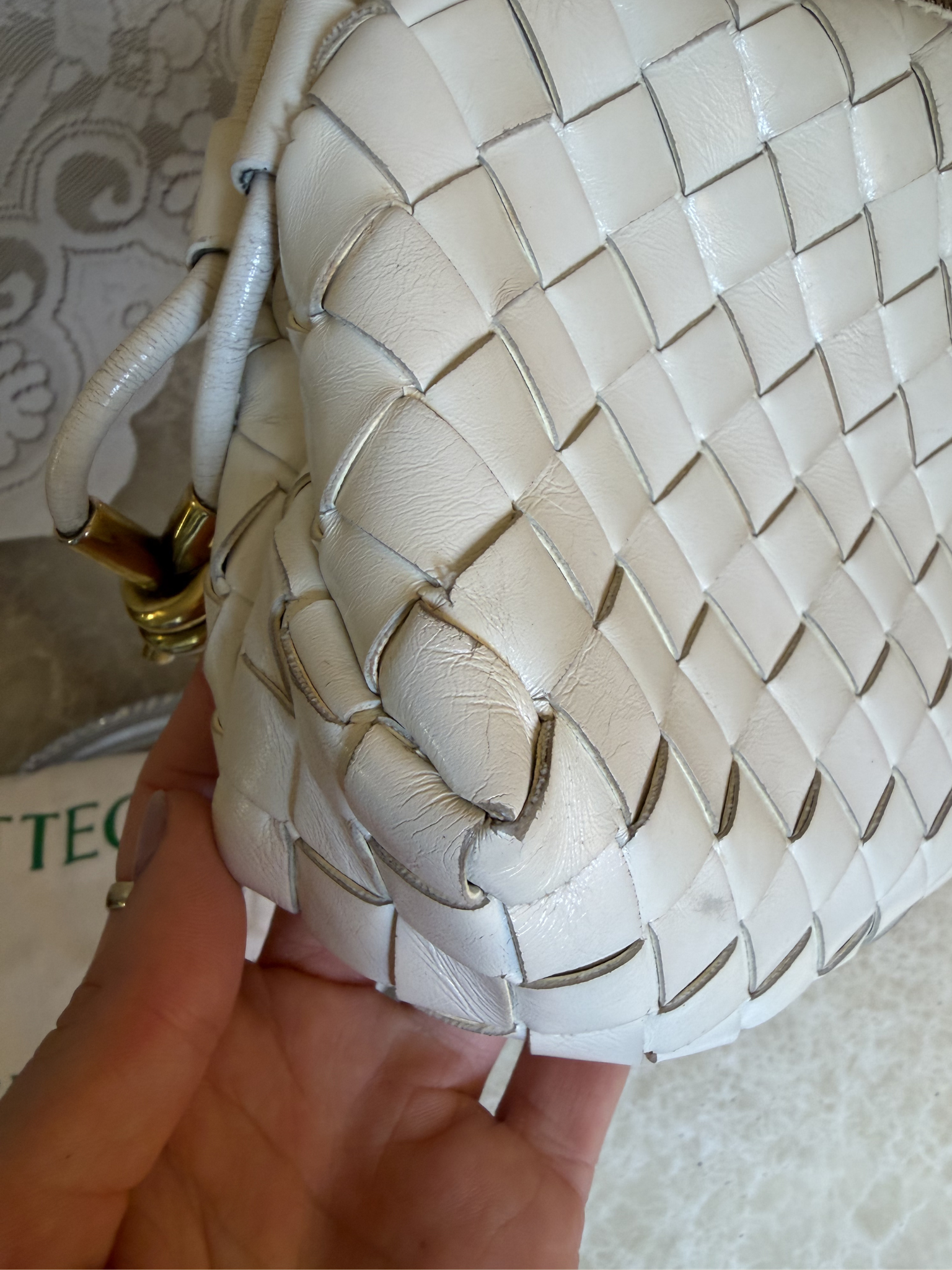 Bottega Veneta Mini Loop Knots Bag in White