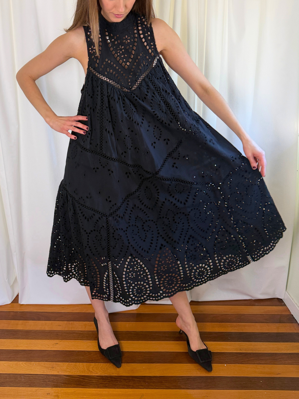 Zimmermann Harlequin Broderie Anglaise Cotton Midi Dress - Size 3