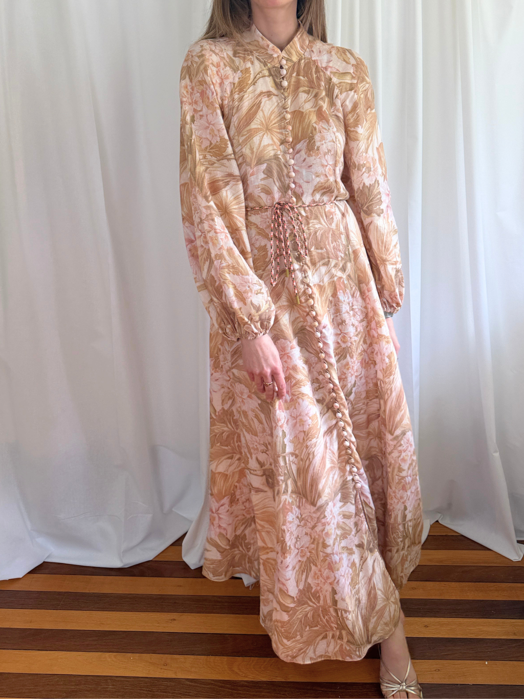 Zimmermann Andie Billow Maxi Dress in Sepia Floral - Size 2