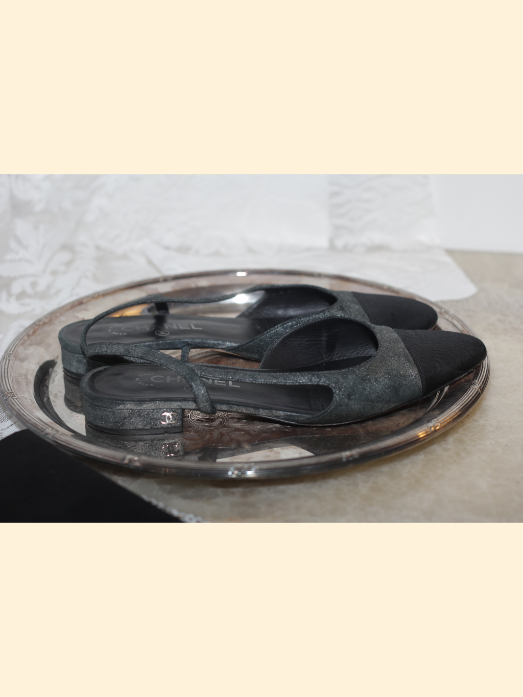 Chanel Sling Back Flat Metallic - Size 39