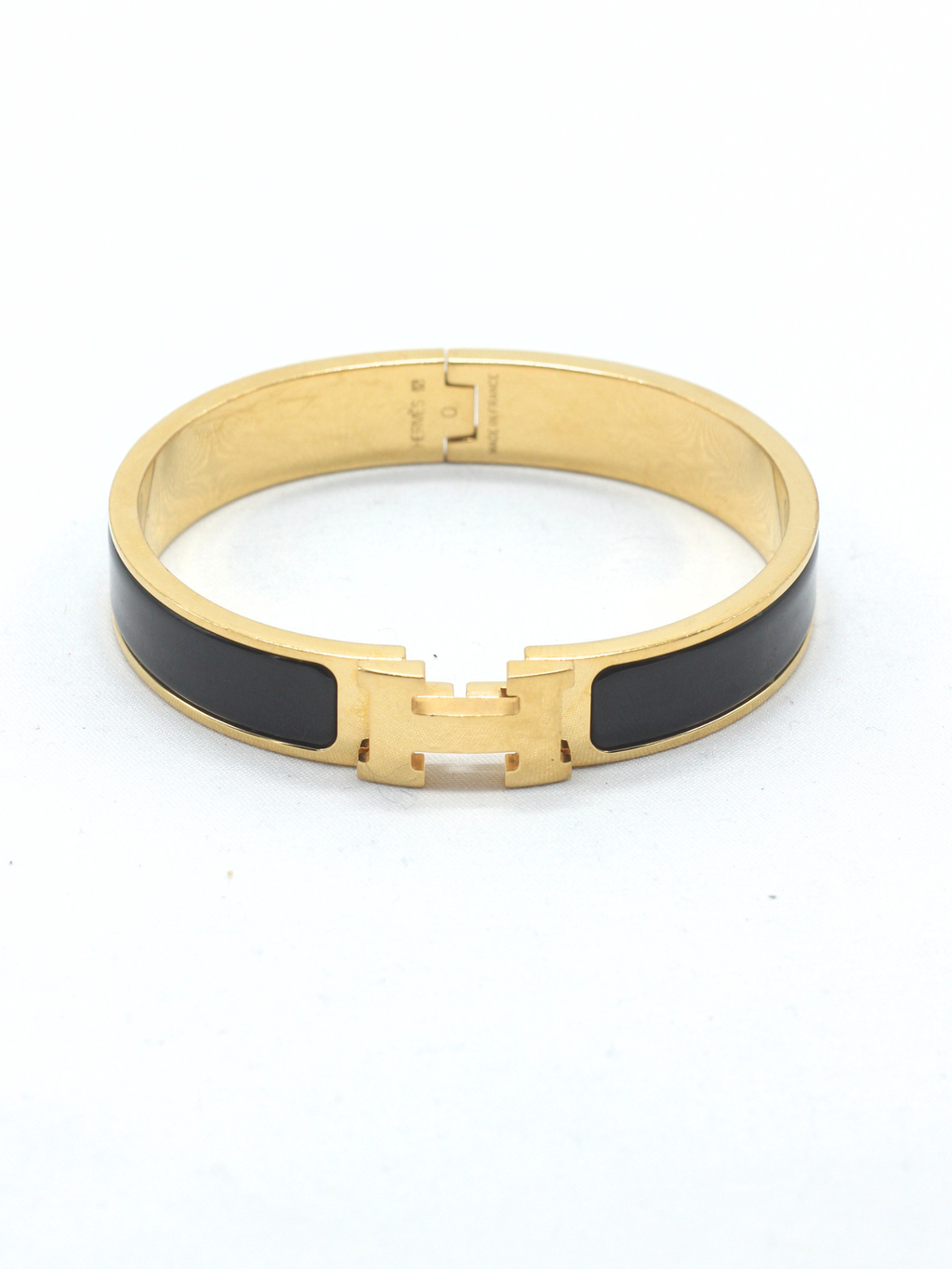 Hermès Clic H PM Bracelet – Black Enamel & Gold-Plated Hardware