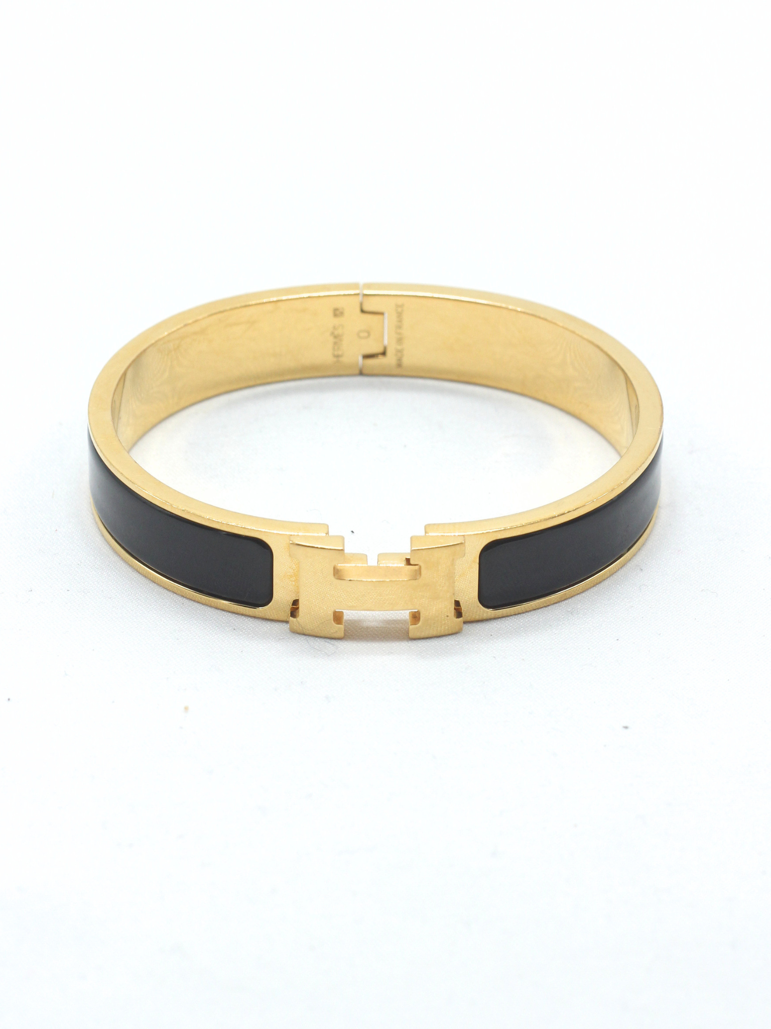Hermès Clic H PM Bracelet – Black Enamel & Gold-Plated Hardware