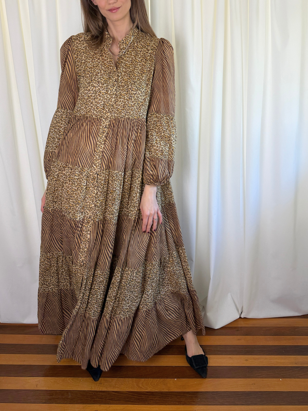 Zimmermann Empire Tiered Animal Print Maxi Dress - Size 2