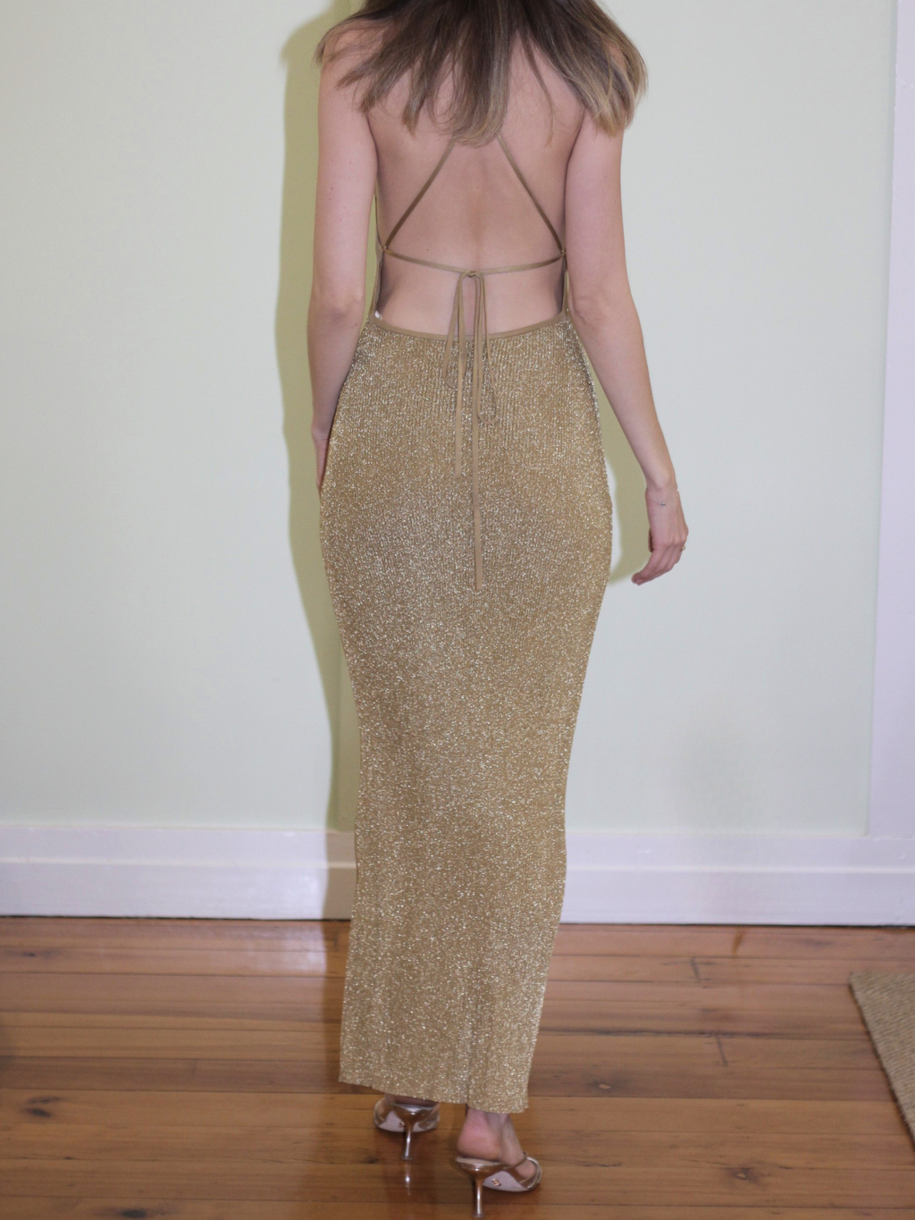 Camilla And Marc Nox Metallic Knit Dress in Gold - Size XS