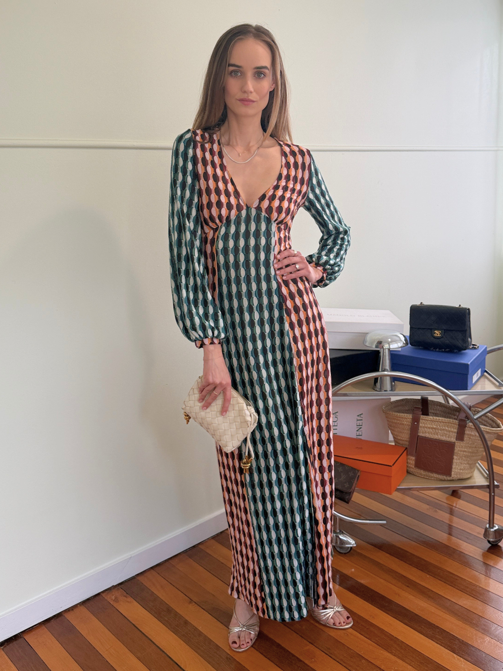 Rixo Phoebe Knit Maxi Multicolour Dress - Size XS