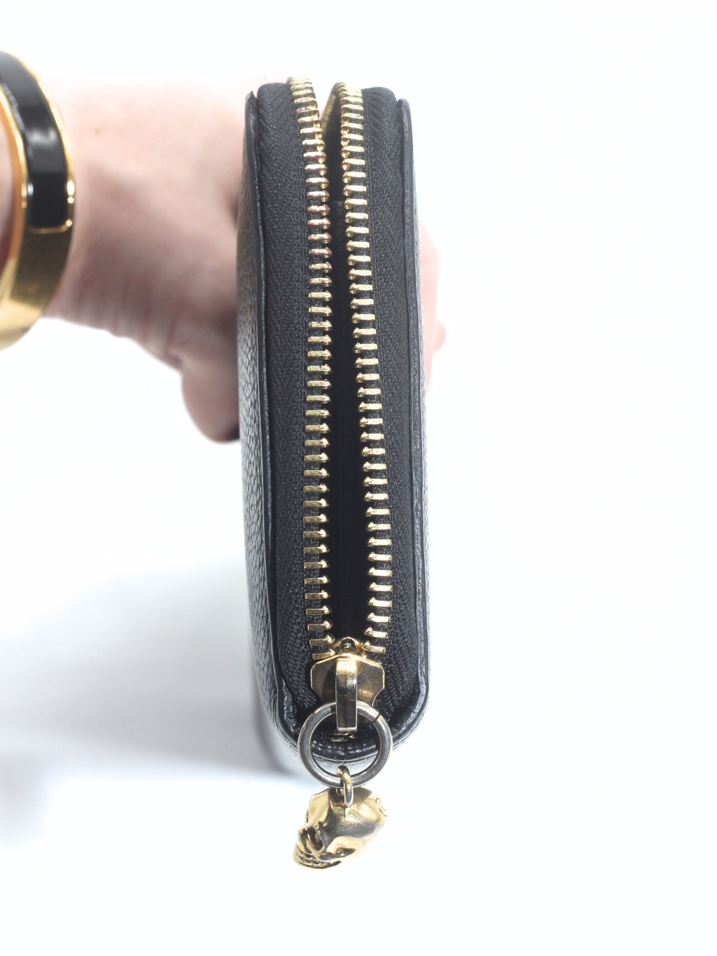 Alexander McQueen Grained Leather Zip-Around Wallet – Black