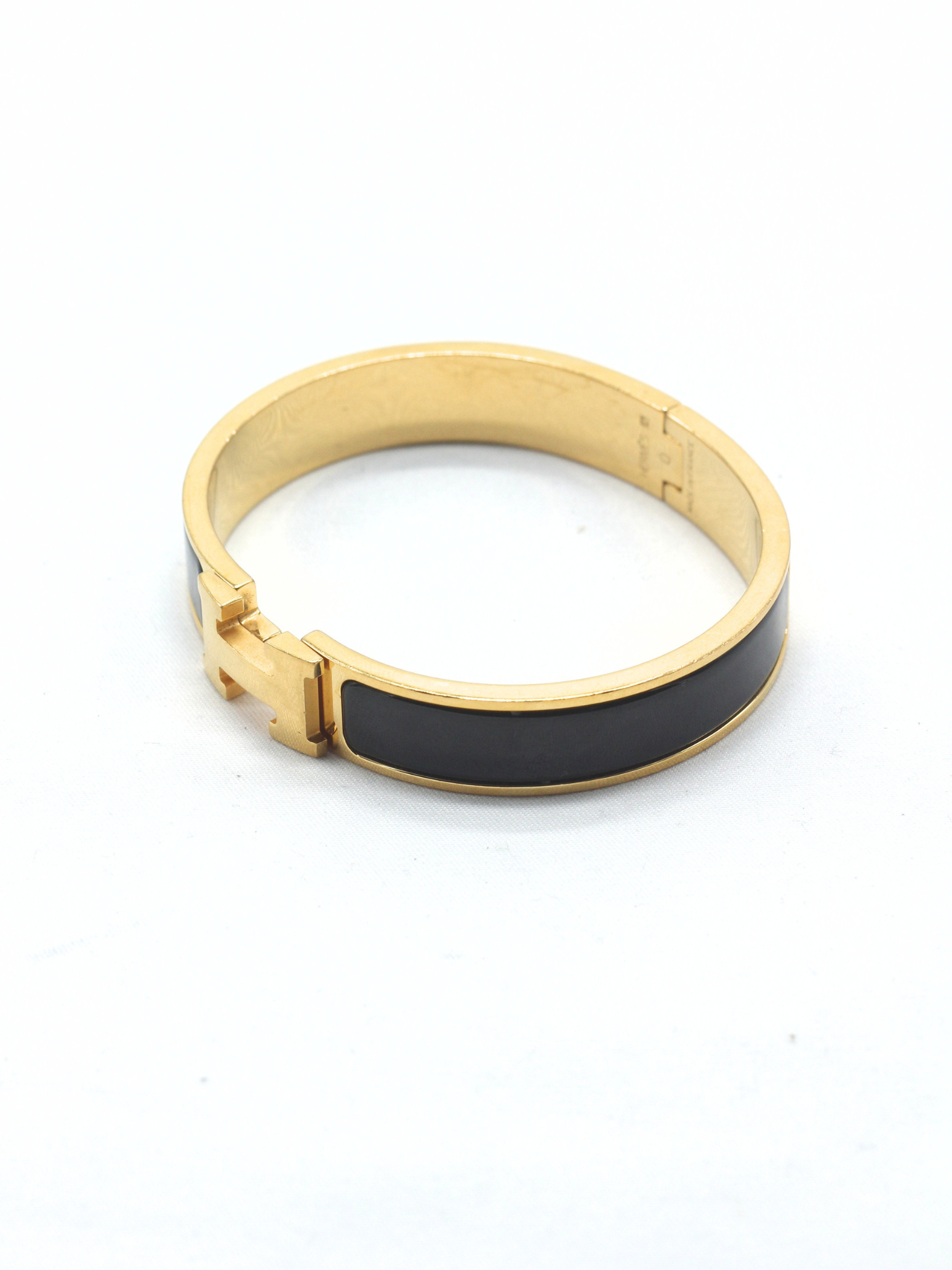Hermès Clic H PM Bracelet – Black Enamel & Gold-Plated Hardware