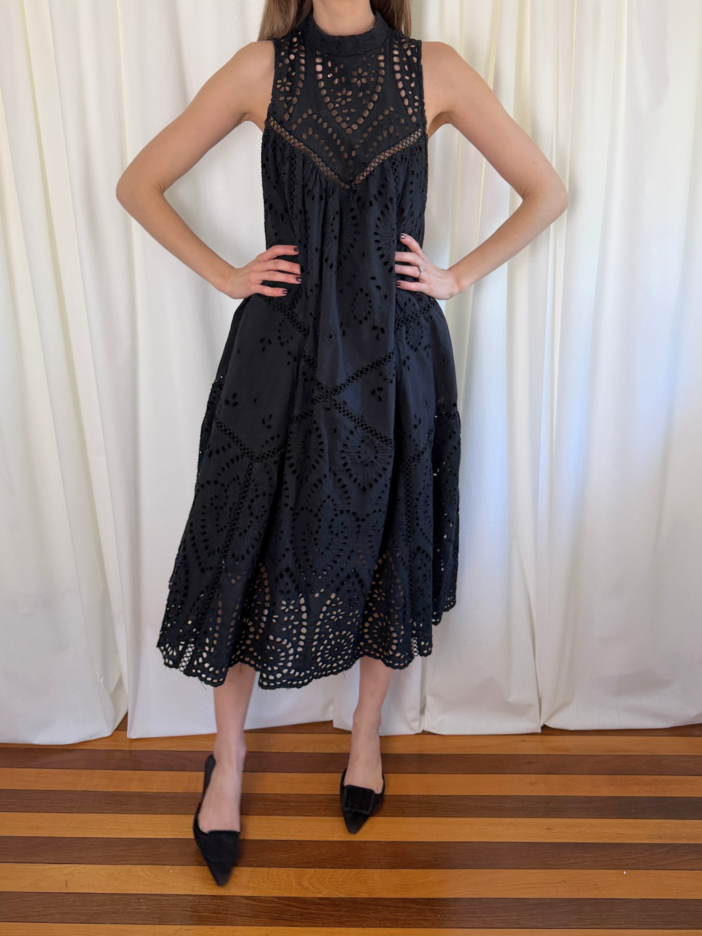 Zimmermann Harlequin Broderie Anglaise Cotton Midi Dress - Size 3