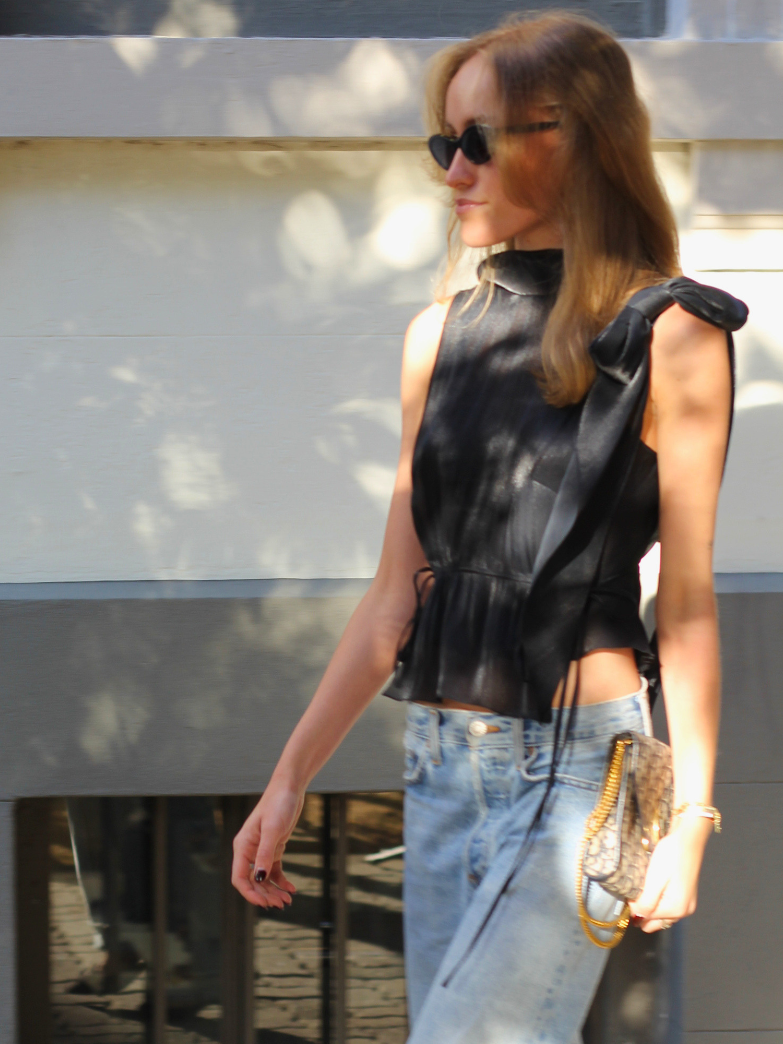 Victoria Beckham Mini Tabard Top with Shoulder Bow - Size S