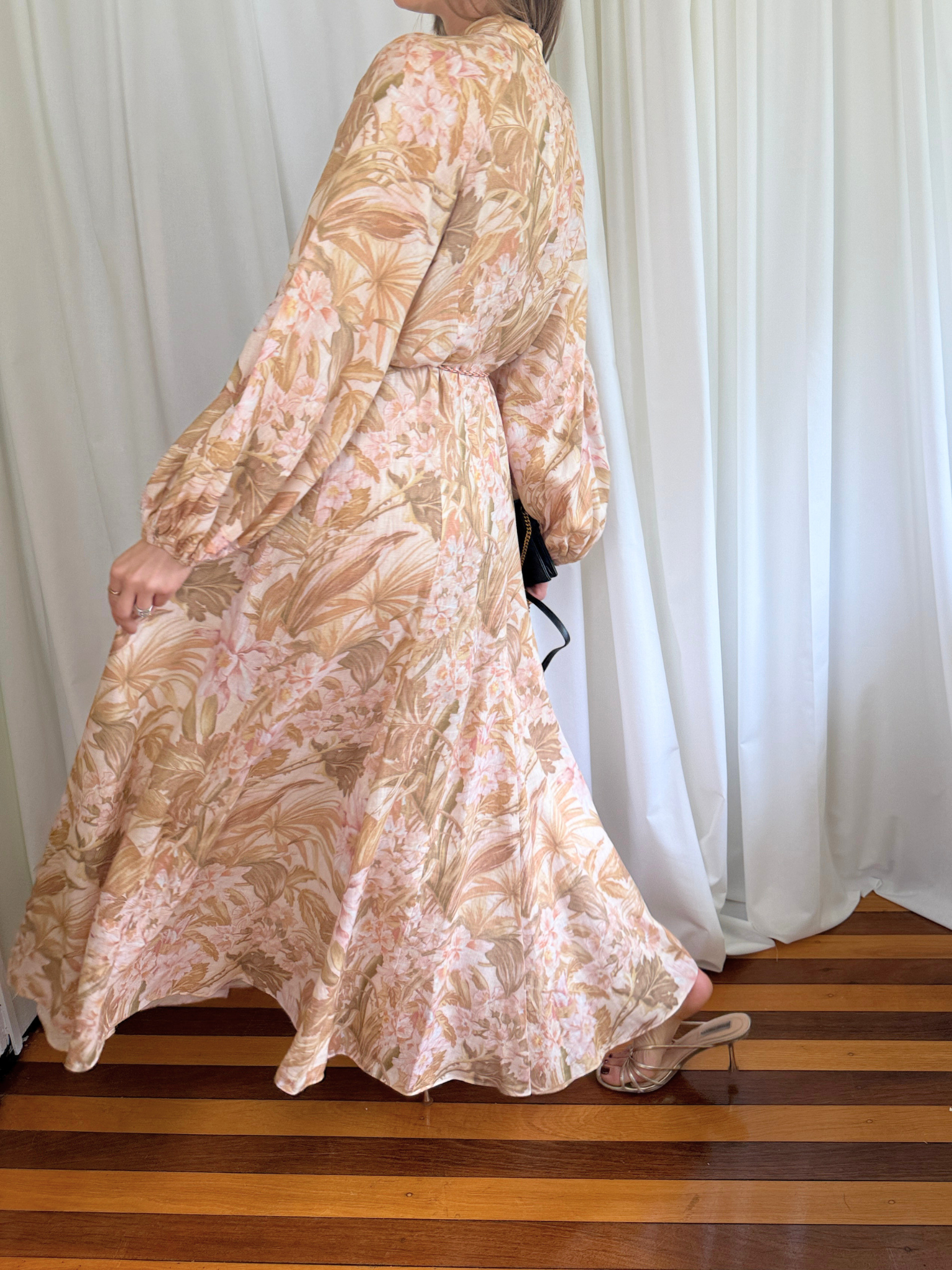 Zimmermann Andie Billow Maxi Dress in Sepia Floral - Size 2