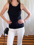 ANNA QUAN Ribbed Knit Tank - Black - Size 12