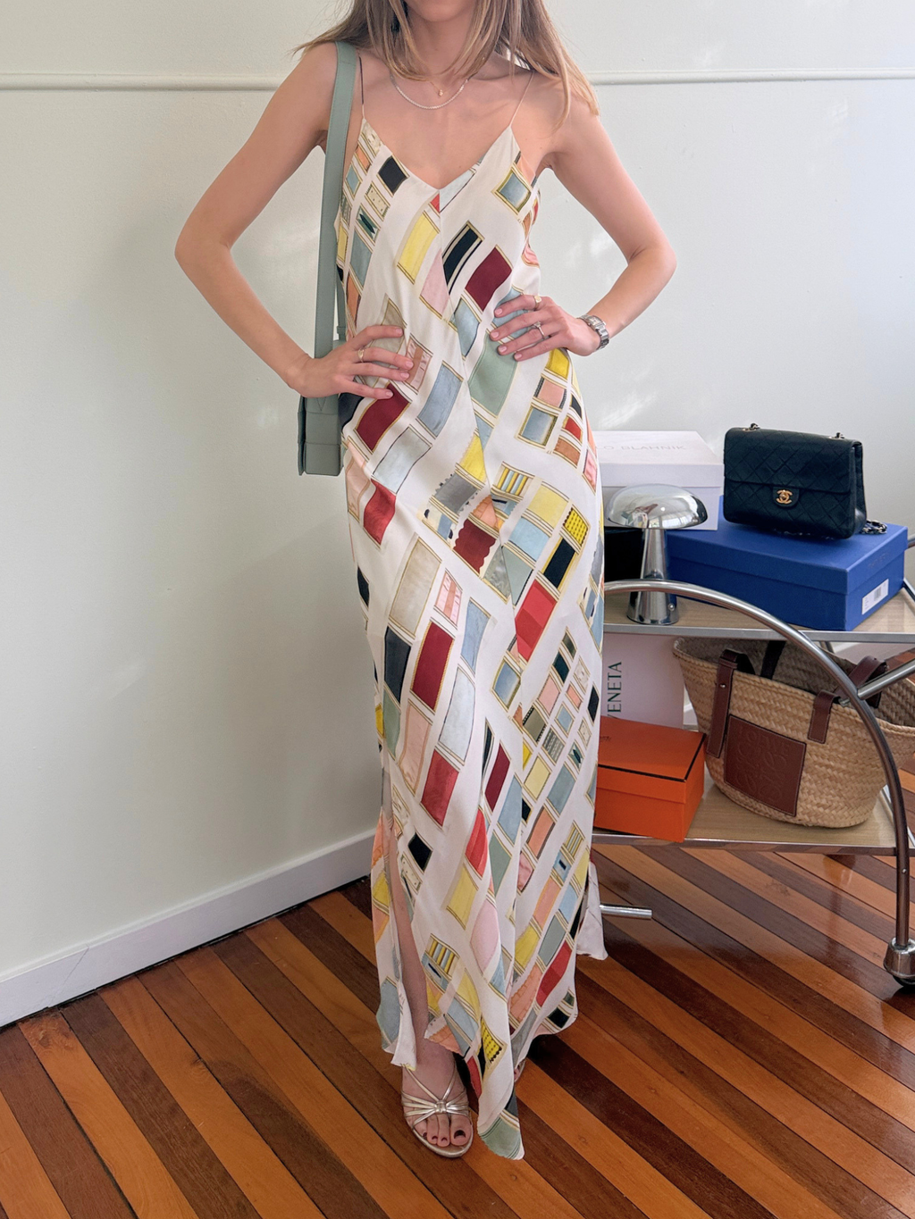 Oroton Ribbon Slip Maxi Dress - Size 10