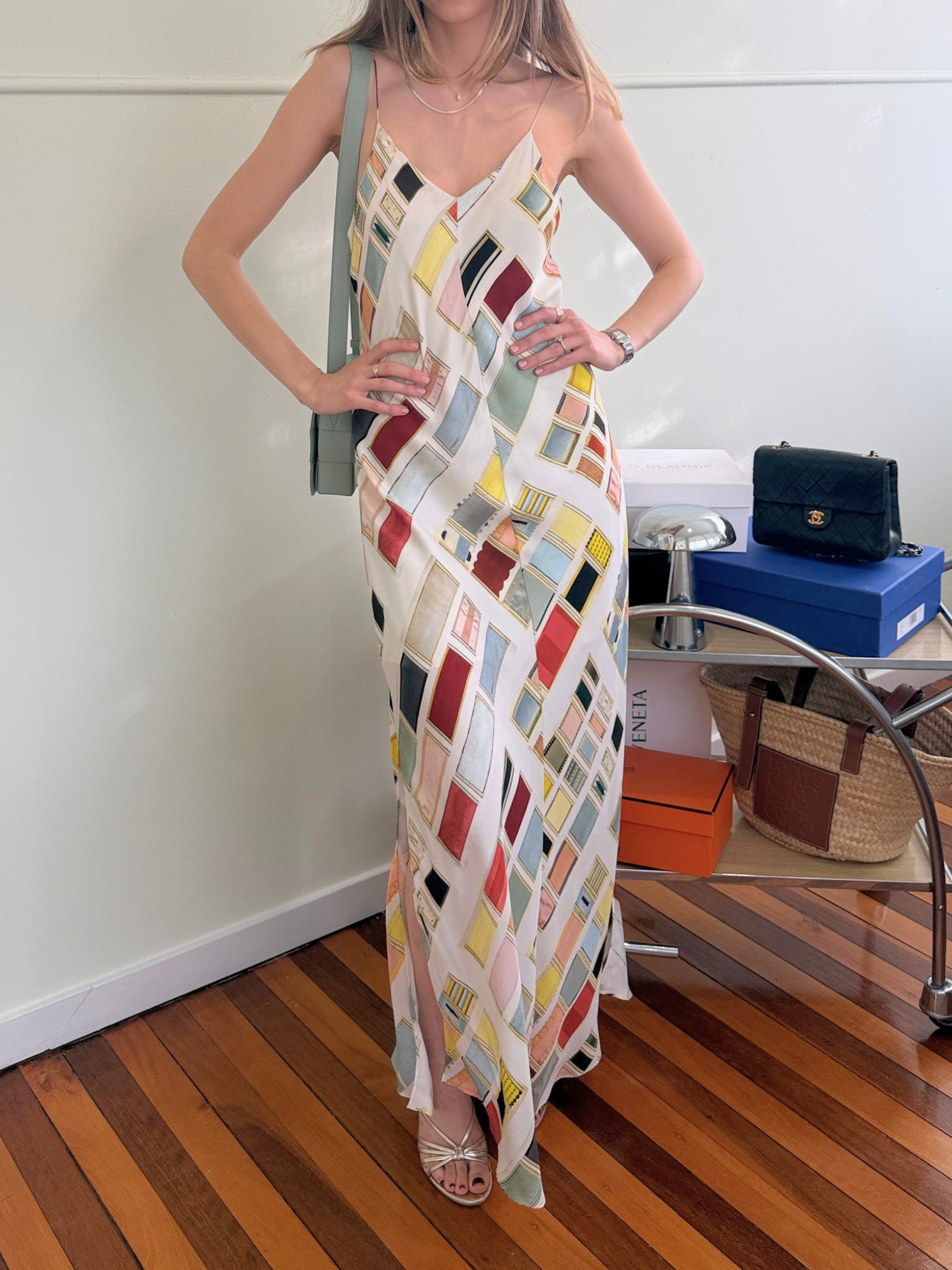 Oroton Ribbon Slip Maxi Dress - Size 10