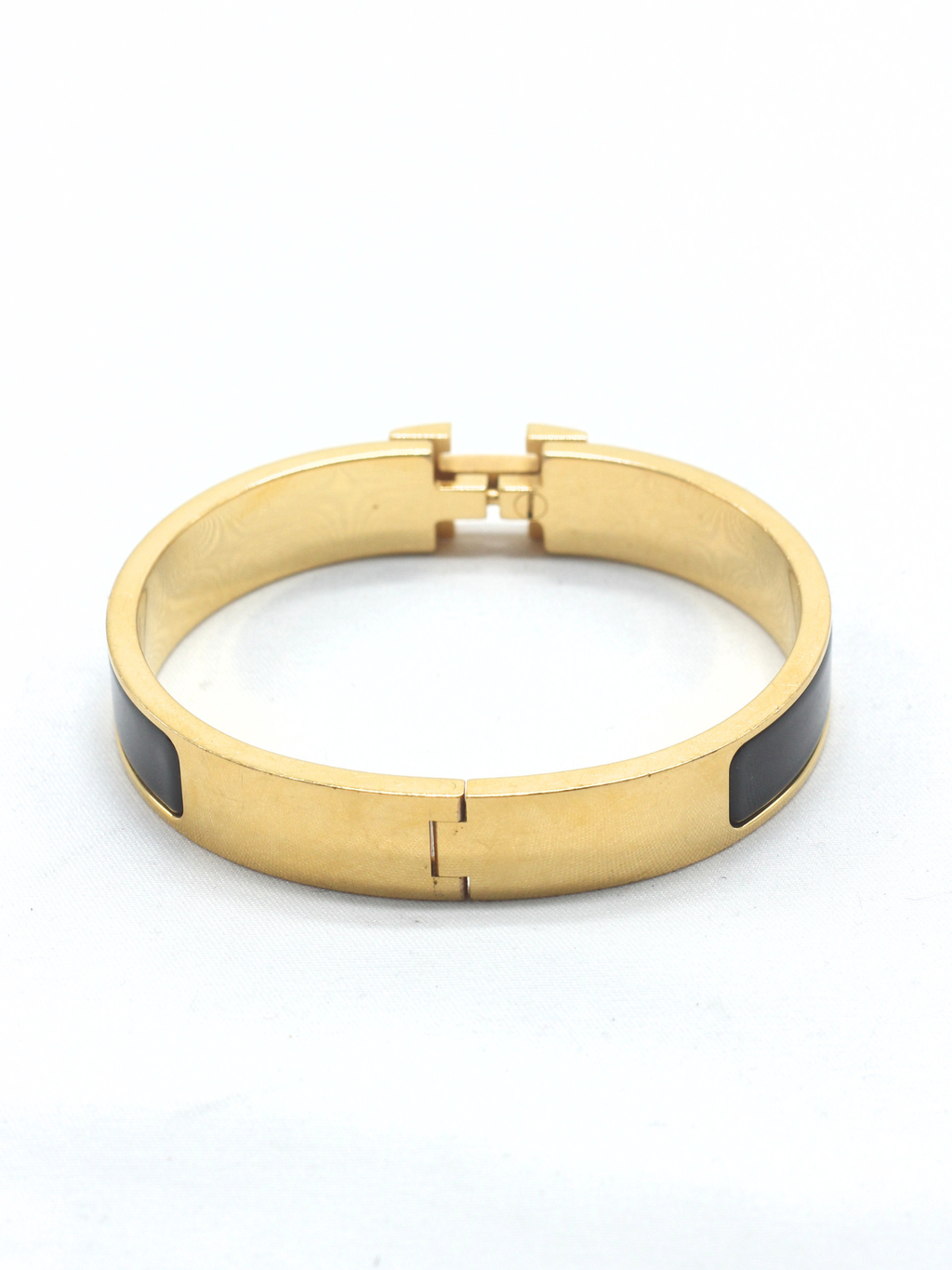 Hermès Clic H PM Bracelet – Black Enamel & Gold-Plated Hardware