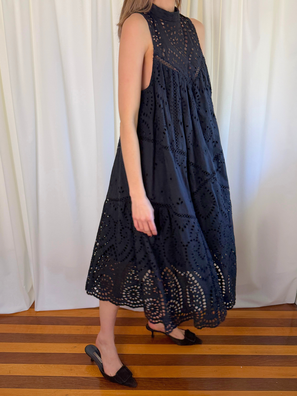 Zimmermann Harlequin Broderie Anglaise Cotton Midi Dress - Size 3
