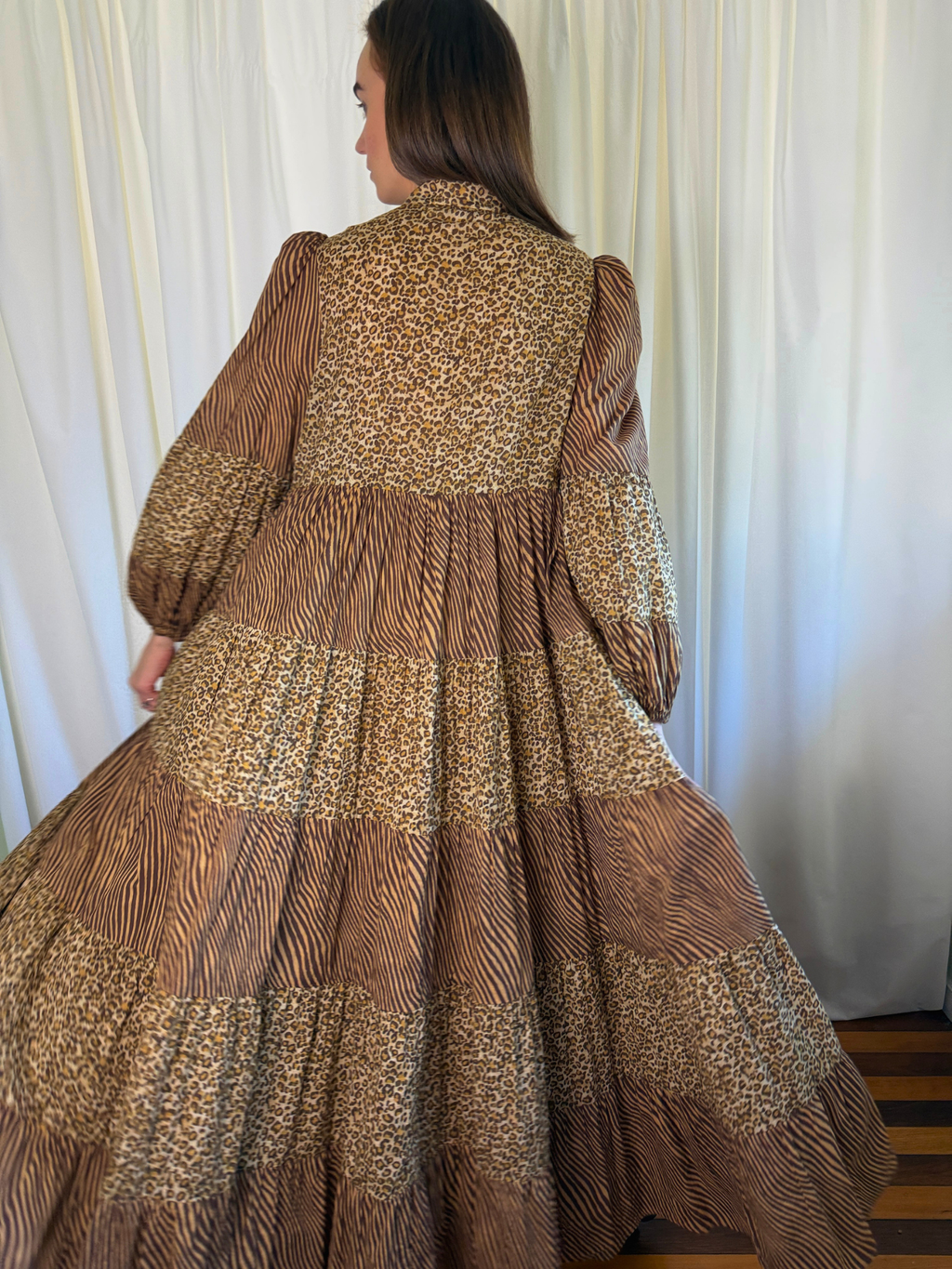 Zimmermann Empire Tiered Animal Print Maxi Dress - Size 2
