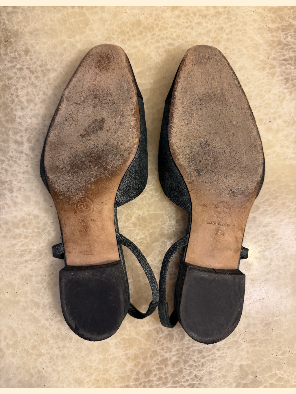 Chanel Sling Back Flat Metallic - Size 39