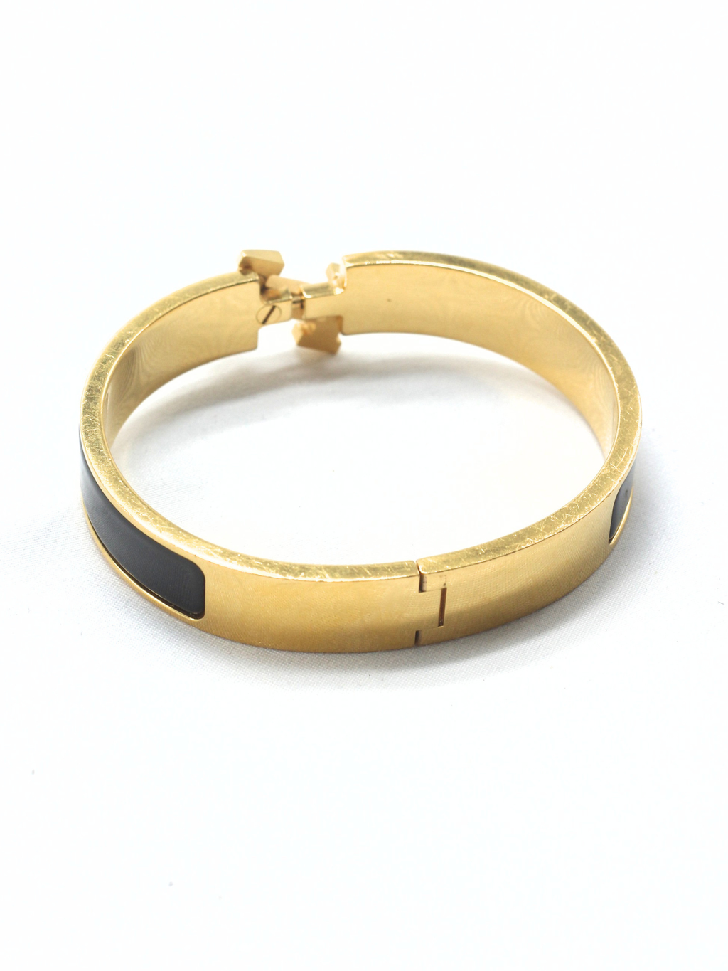 Hermès Clic H PM Bracelet – Black Enamel & Gold-Plated Hardware