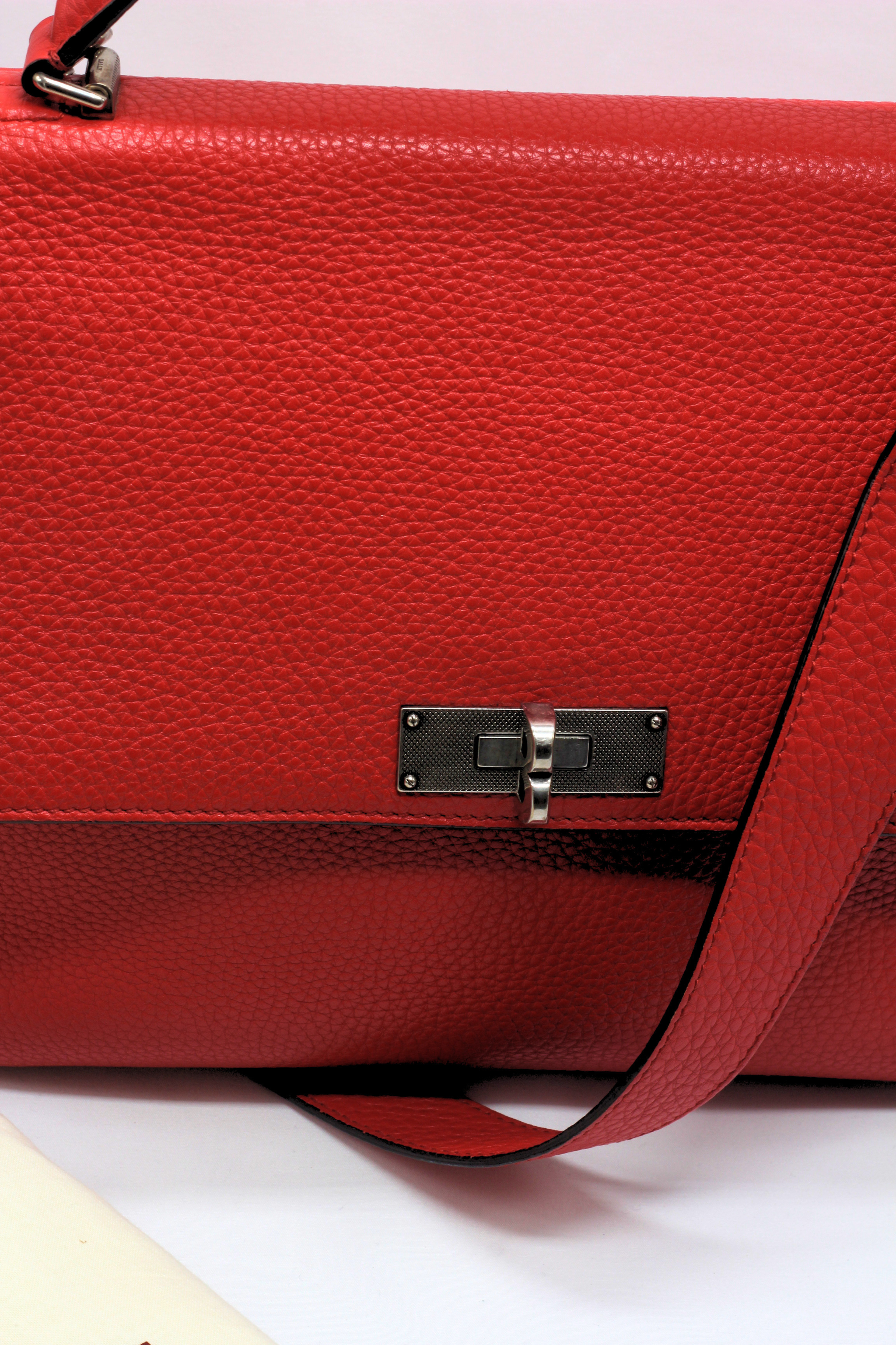 Bally B Turn Medium Top Handle Bag in Cousteau Red