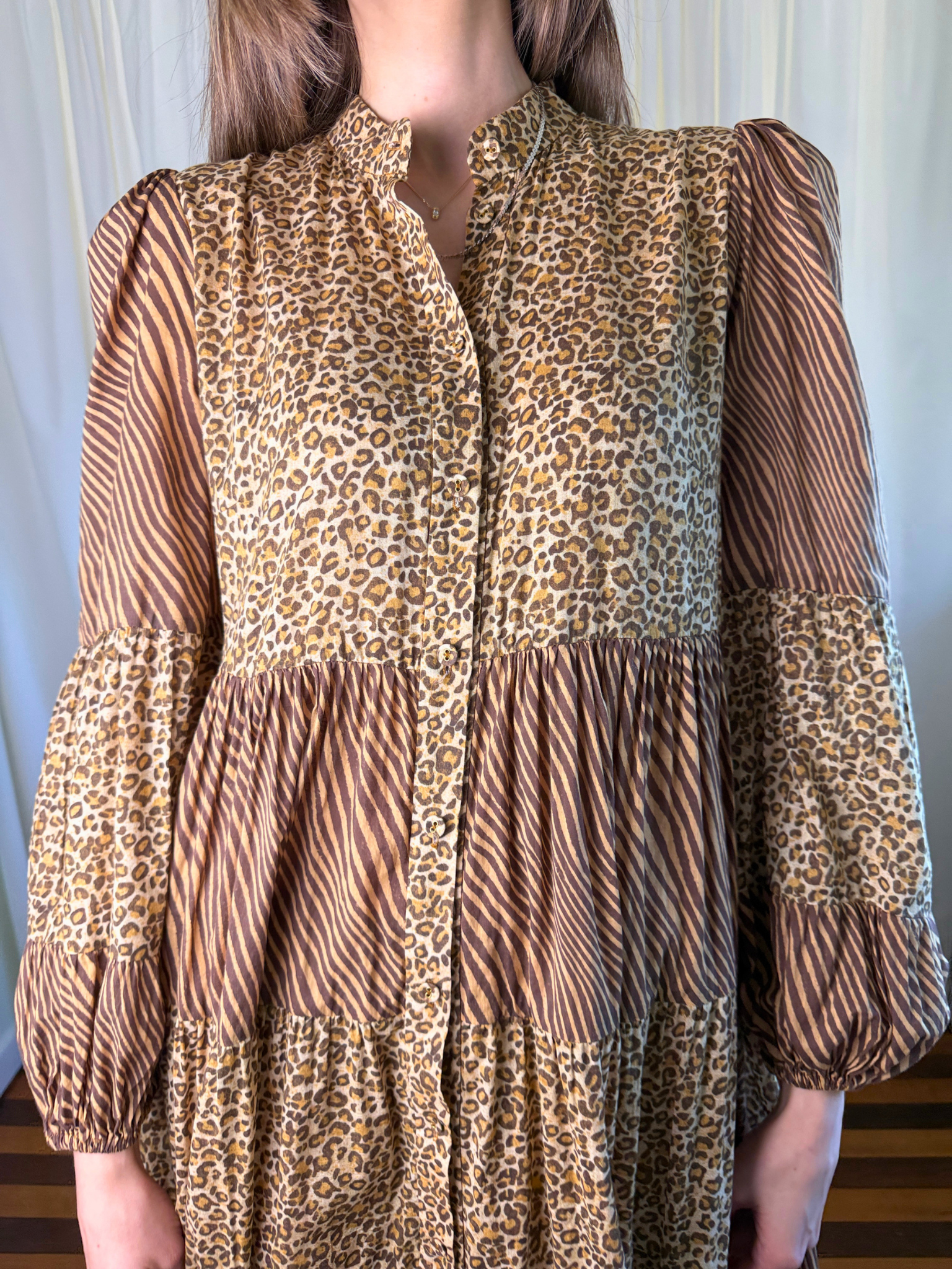 Zimmermann Empire Tiered Animal Print Maxi Dress - Size 2